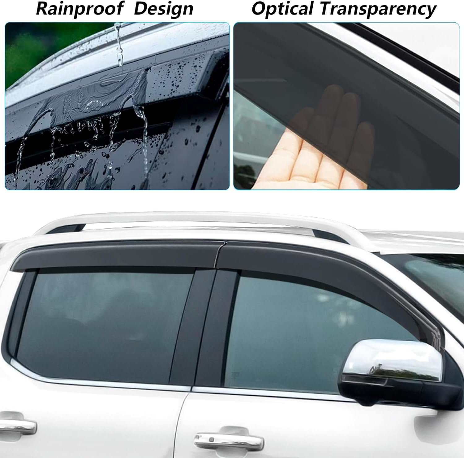 SUERAUTO4X4 Weather Shields for VW Volkswagen Amarok 2023 2024 2025 NF Next Gen Double Cab Accessories, Weathershields Window Visors Sun Rain Wind Deflector Guards Smoke Black, 4PCS image number 4