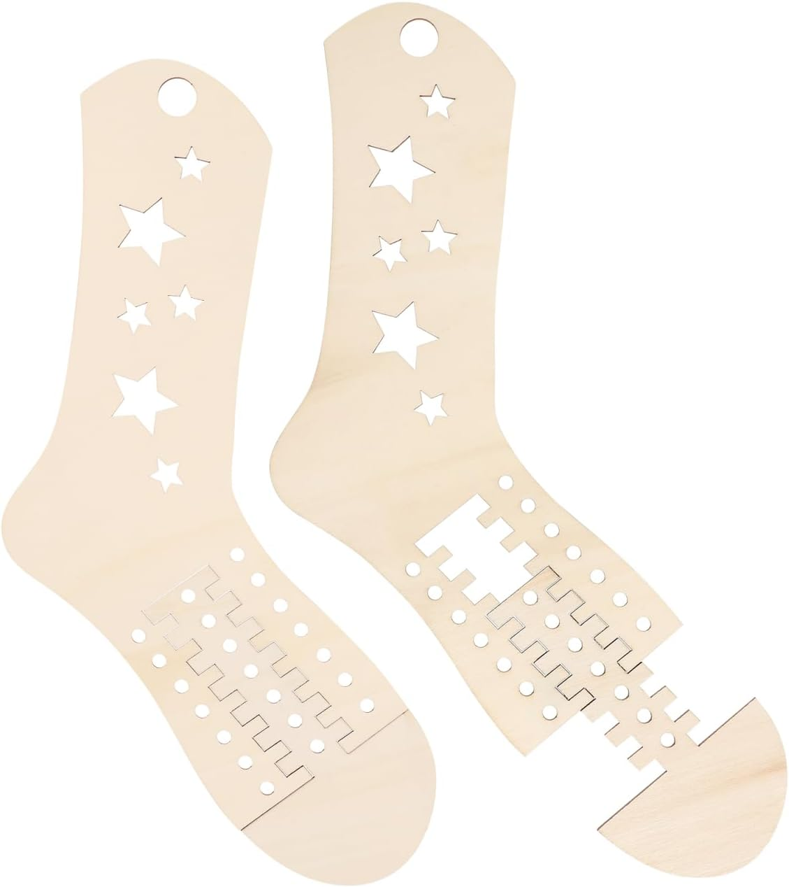 Operitacx DIY Knitting Molds 2 Pieces Wooden Sock Blockers for Sock Blocking Display image number 2