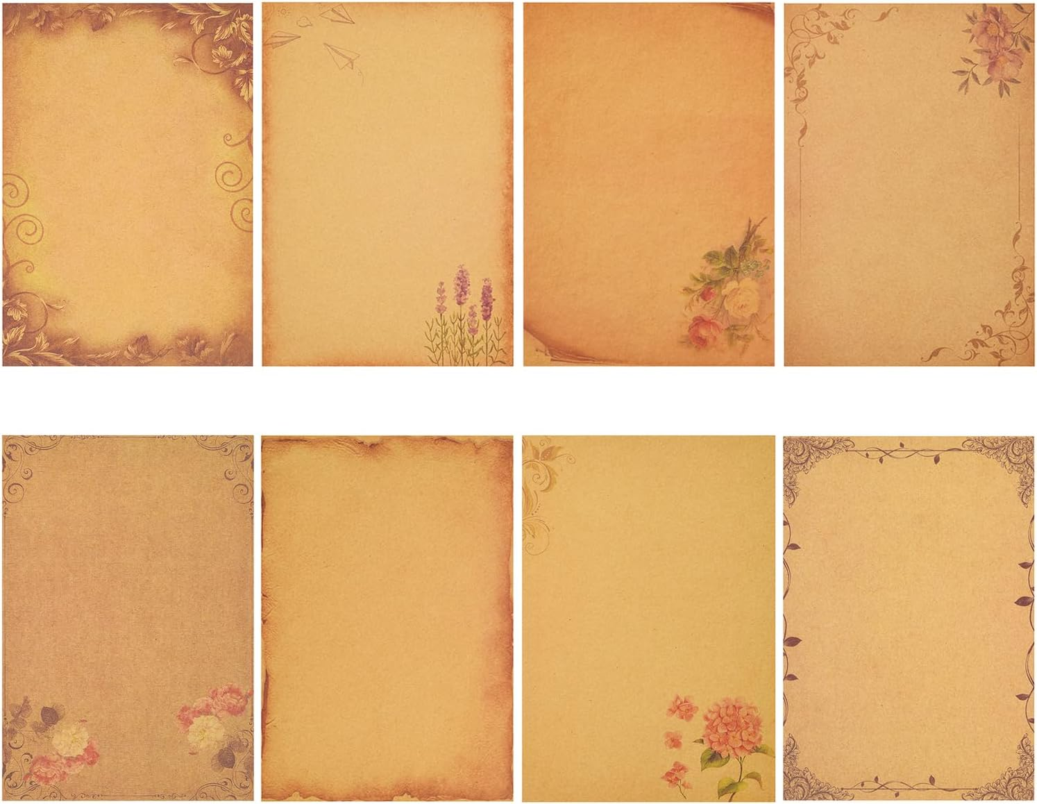 Vintage Stationery Paper and Envelopes Set - 24 Sheets Classic Aged Antique Letter Paper Stationary Set for Writing Letters Invitations with 12 Old Style Kraft Envelopes Rope Retro Accessories Pendant