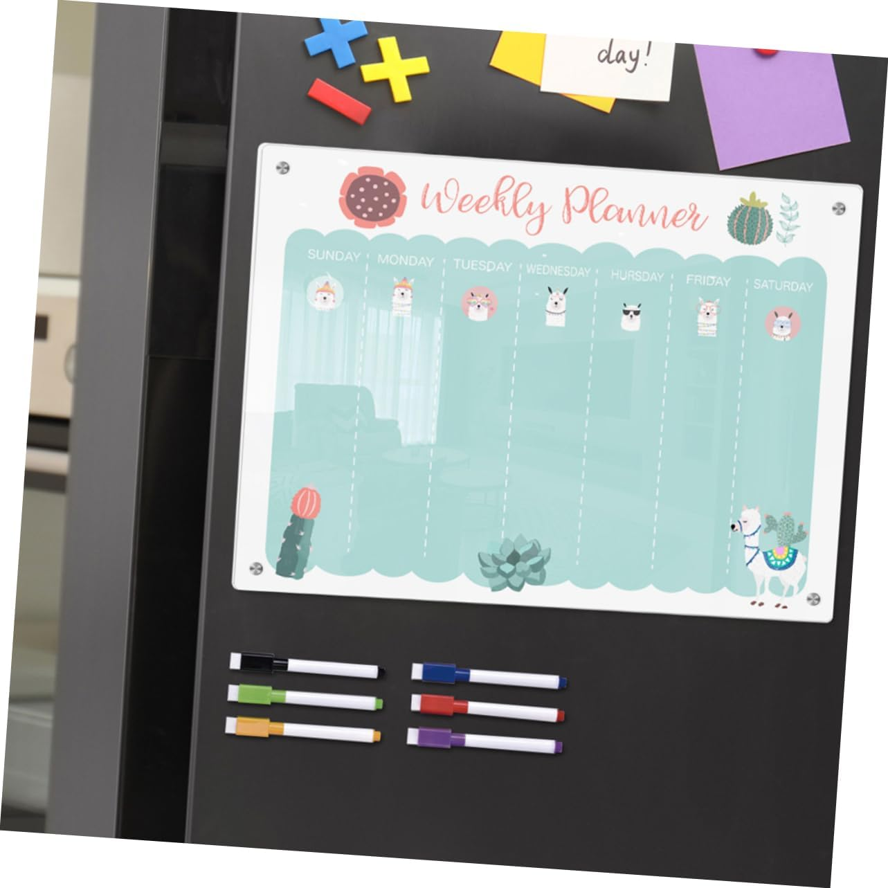 NUOBESTY Magnetic Fridge Board Dry Erase To-Do List Daily Schedule Message Board image number 5