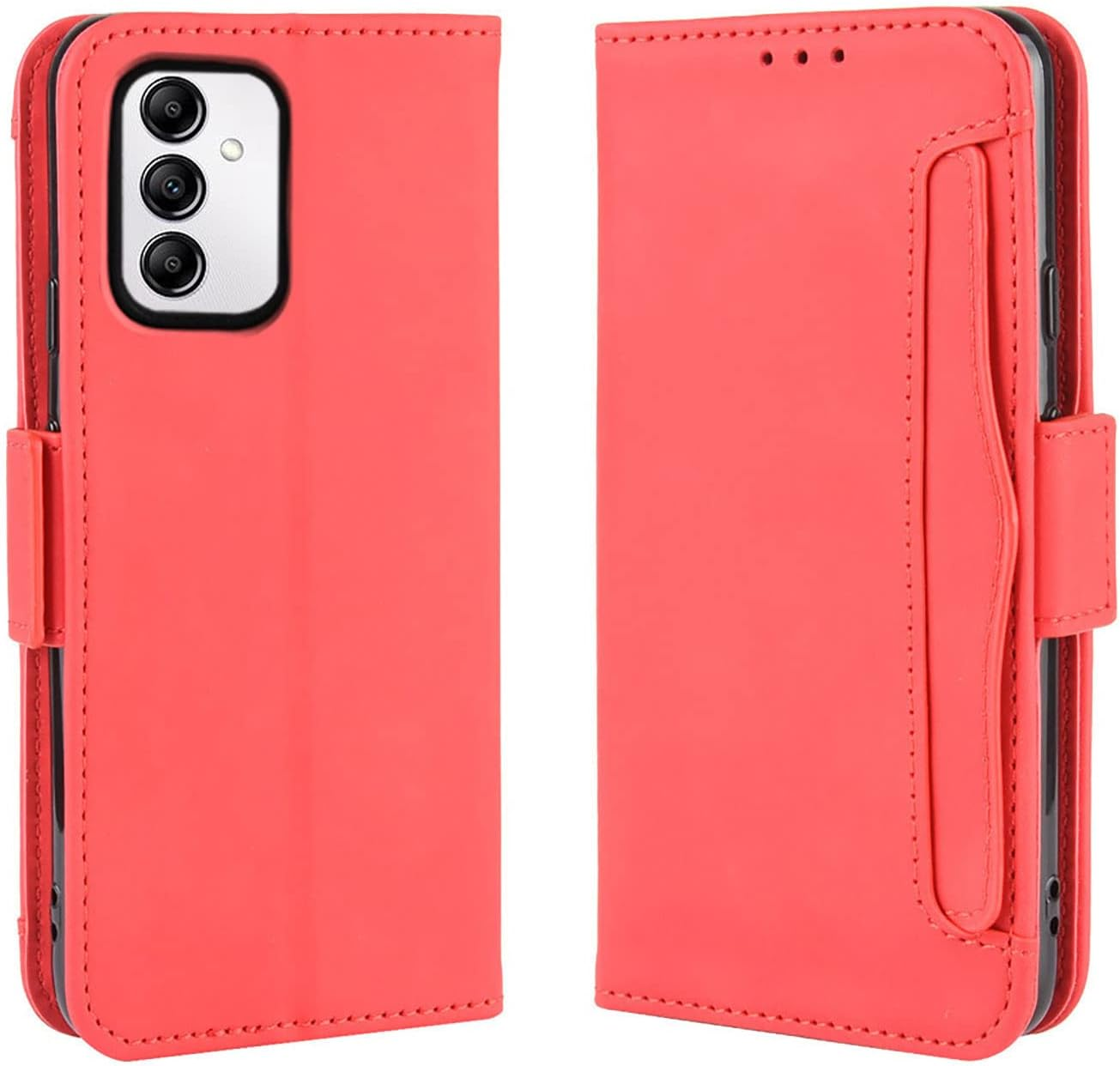 Asuwish Compatible with Samsung Galaxy A14 5G Wallet Case and Tempered Glass Screen Protector Card Holder Stand Leather Flip Cell Accessories Phone Cover for Gaxaly a 14 2023 14A Women Men Red image number 1