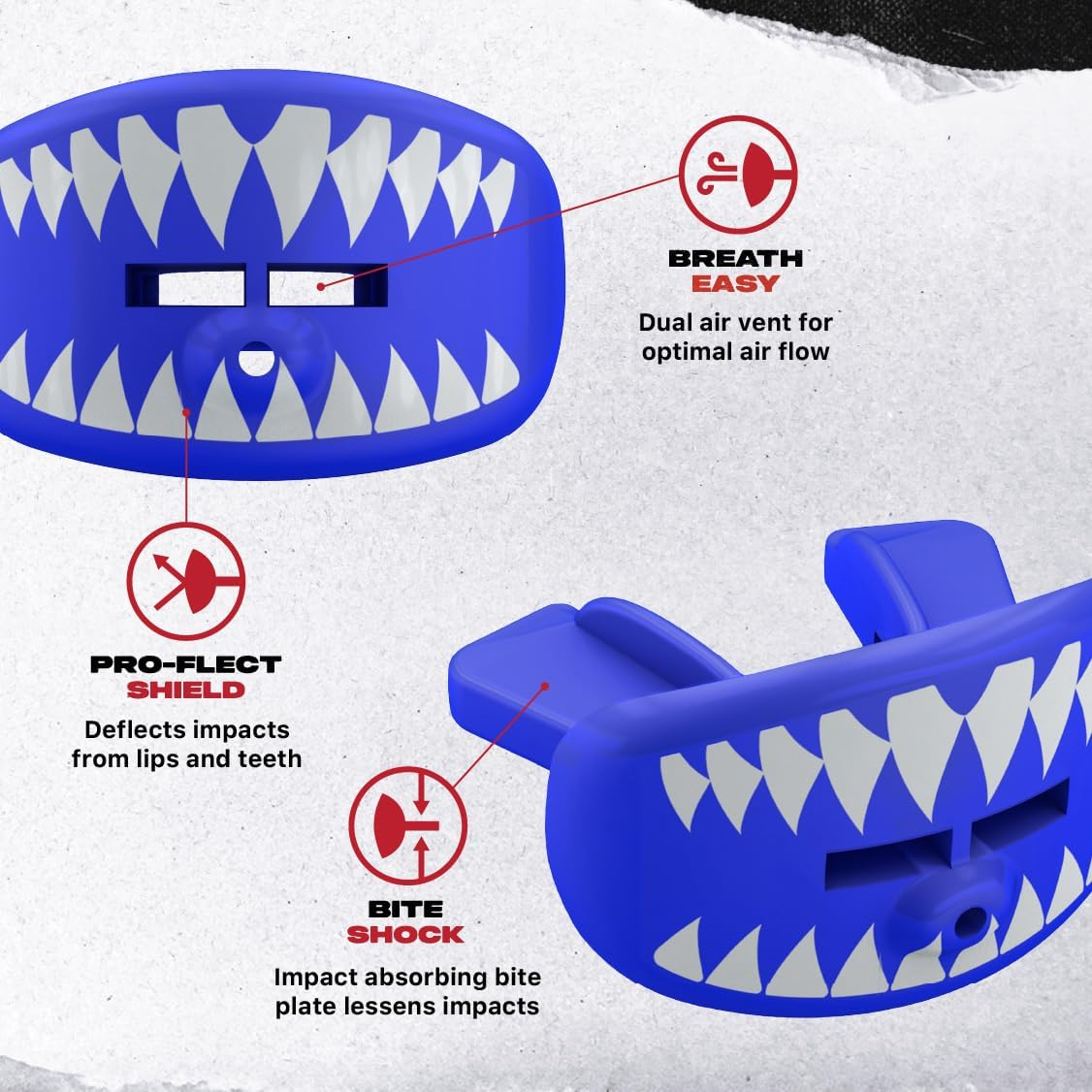 SAFEJAWZ Lip Protector, Adults and Junior Teeth Guard for Rugby, Football, Lacrosse, American Football and Contact Sports (Shark) image number 4