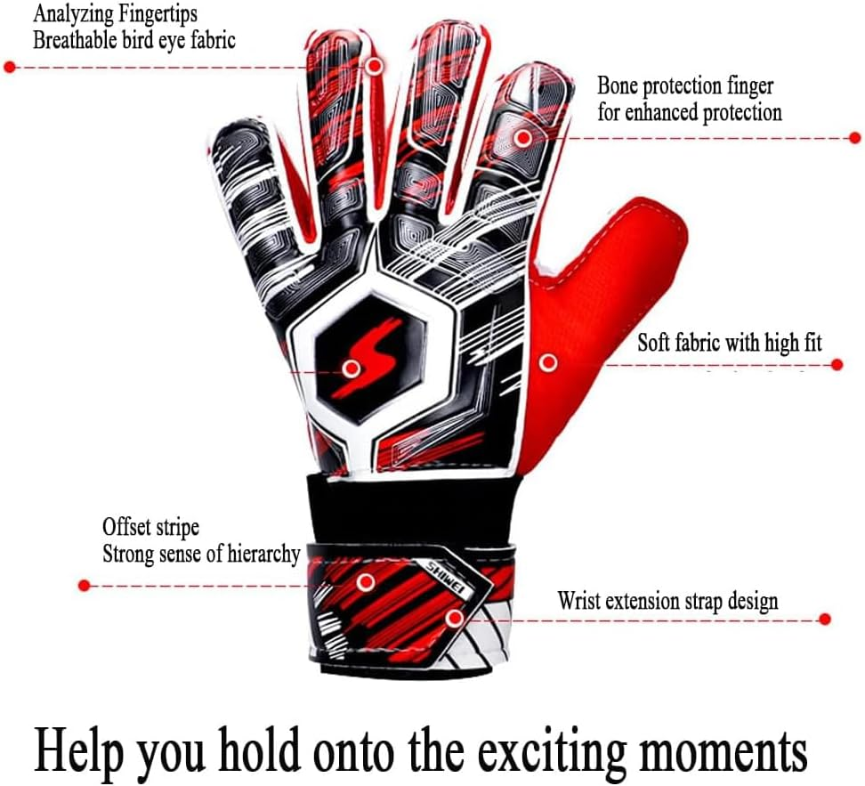 Goalie Gloves, Football Goalkeeper Gloves, Kids & Youth Football Goal Keeper Gloves Strong Grip for the Toughest Saves with Finger Spines to Give Splendid Protection to Prevent Injuries image number 2