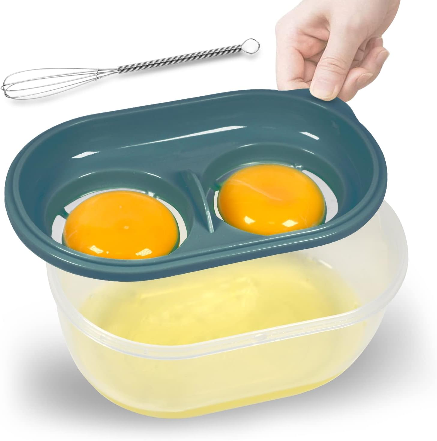 Egg White Separator with Egg Beater, Egg Separator for Raw Egg, Egg White Filter Storage Box Food Grade Level Kitchen Gadgets Egg Separator for Kitchen Cooking