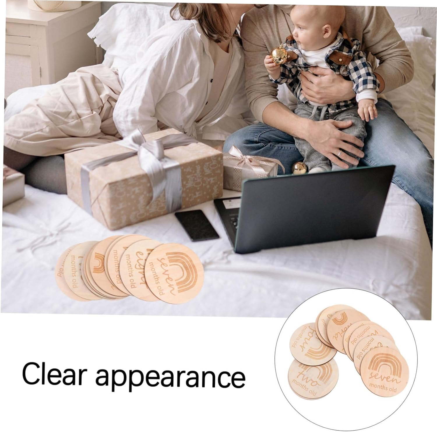 GALPADA Creative Baby Milestone Cards Infant Birth Month Commemorate Double-Sided Rainbow Design 13Pcs Set for Newborn Photography and Monthly Memory Recording image number 2