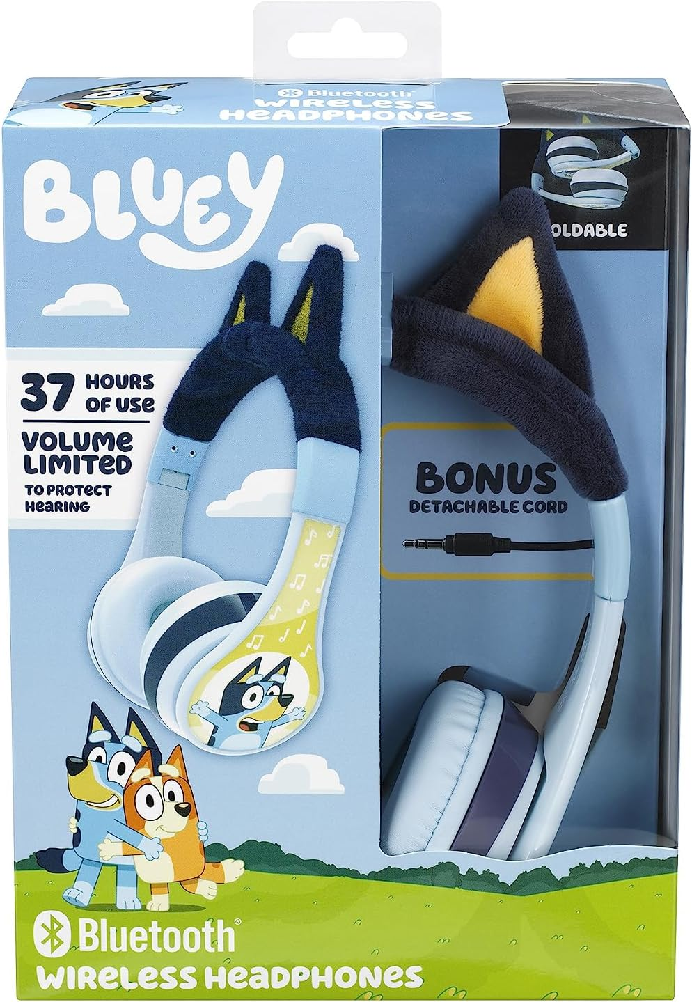 Ekids Bluey Bluetooth Headphones for Kids, Wireless Headphones with Microphone Includes Aux Cord, Volume Reduced Kids Foldable Earphones for School, Home, or Travel