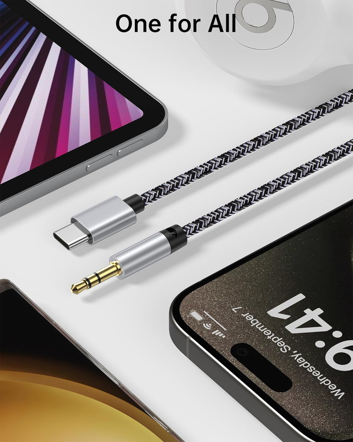 Samsung Type C to 3.5Mm Audio Aux Cable, USB C to Aux Cord for Car, Type C to AUX Headphone Jack Male Cord Car Auxiliary Cable USB C for Android Phone Samsung Galaxy S25Ultra S24 S23 S22, Pixel 9 8 7A image number 1