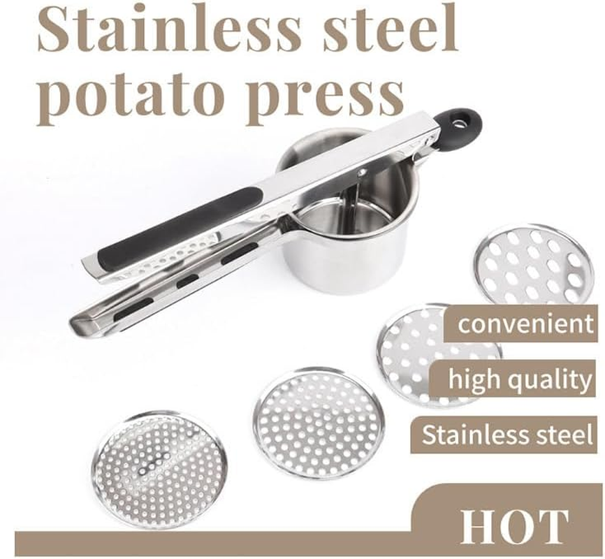 Stainless Steel Potato Ricer &ndash; Large Capacity with 4 Interchangeable Discs for Smooth Mashed Potatoes, Vegetables, Fruits, Baby Food &ndash; Durable, Rust-Resistant, Easy Clean Kitchen Tool image number 4