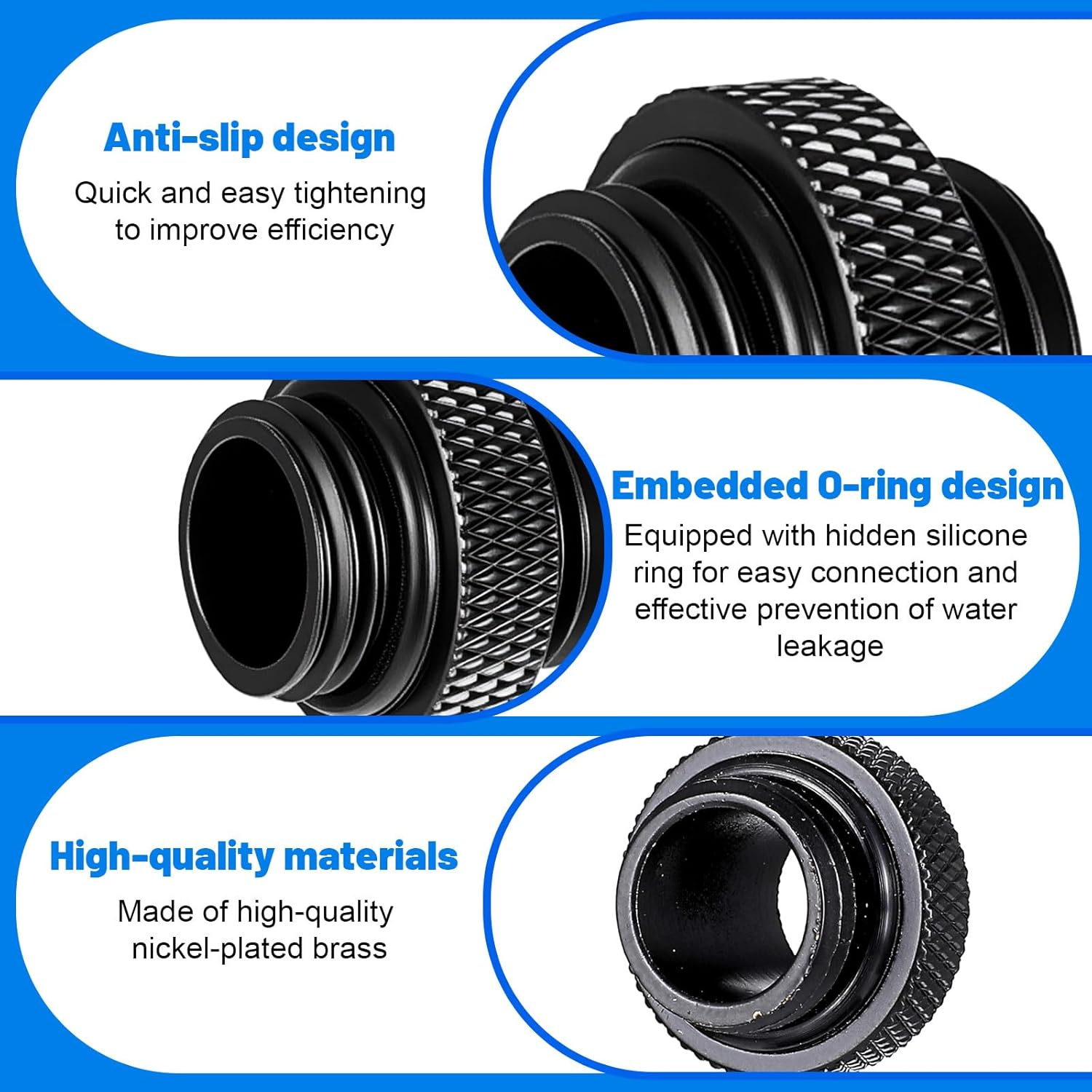 4 Pack G1/4" 5Mm Male to Male Connector, Elbow Water Cooling Fittings, G1/4 Males to Males Extender Fitting, G 1/4 Water Cooling with Sealed O-Ring for Computer Accessories image number 4