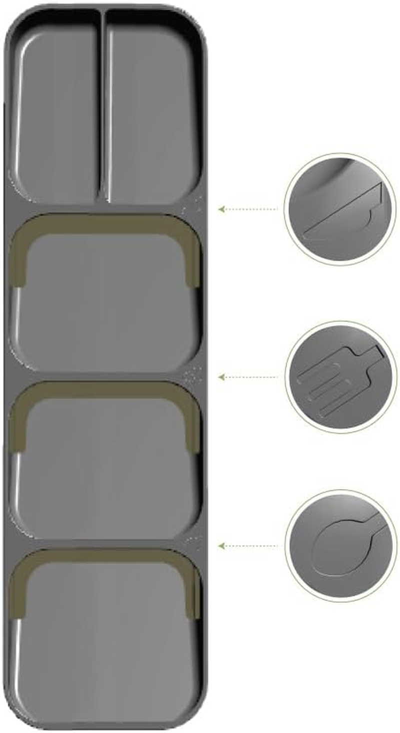 BOAA Fresh Cutlery Organiser for Kitchen Drawer, Cutlery Tray, Organiser System, Kitchen Drawer Organiser, Kitchen Storage (5 Compartments, Grey) image number 4