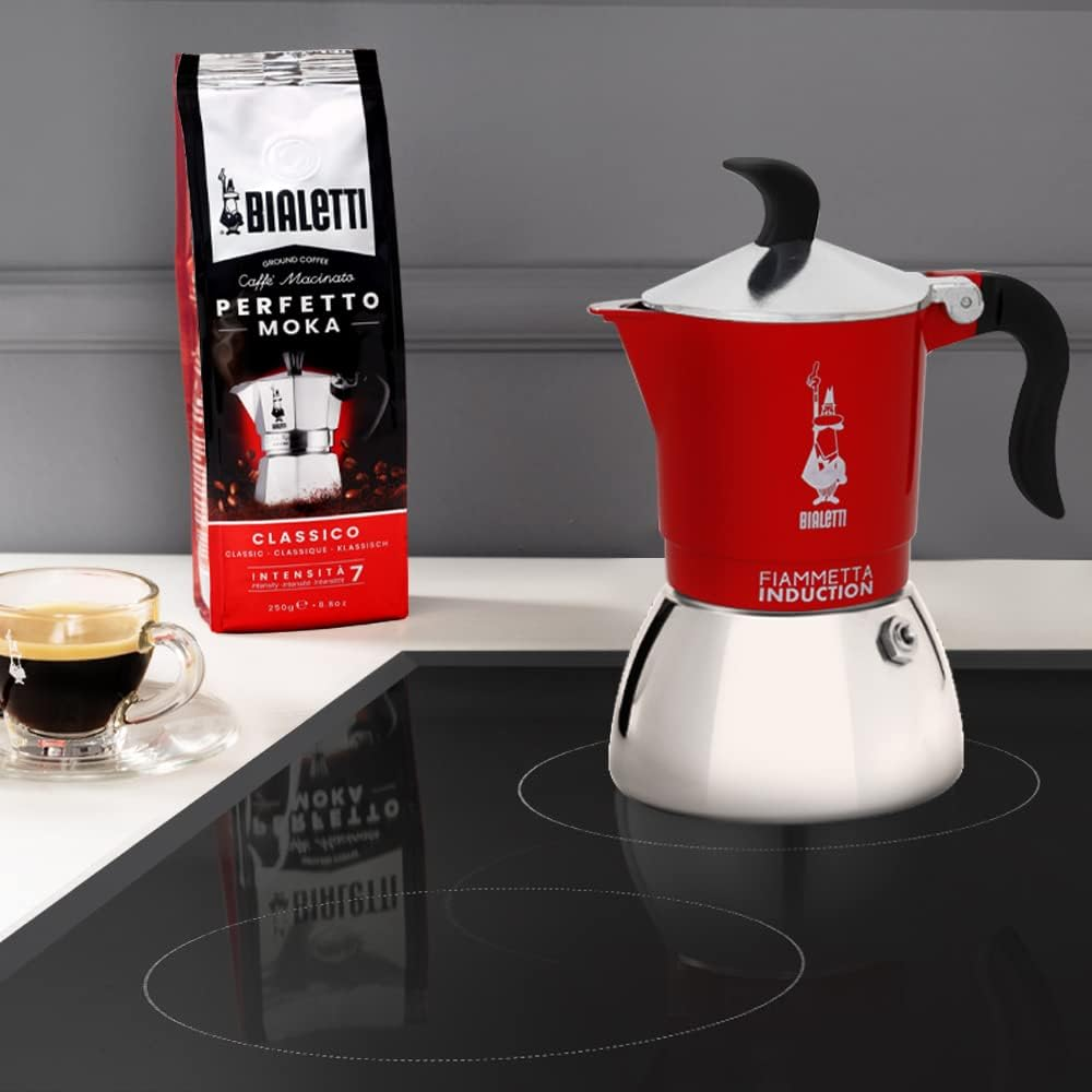 Bialetti Fiammetta Induction Coffee Maker, Aluminium, Steel, Red, 2 Cups image number 2