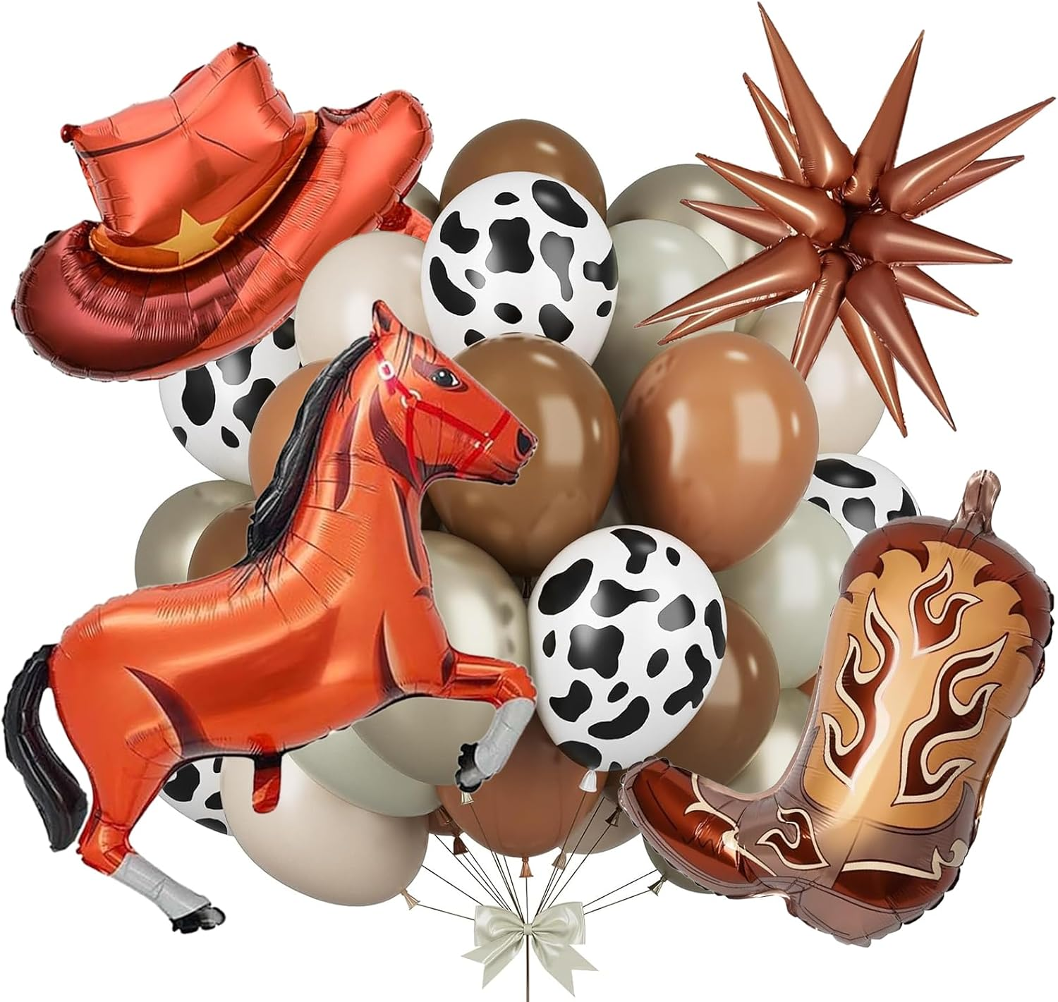 Western Theme Party Decorations, Cowboy Balloons, 12 Inch Latex Brown Cow Print Balloons for Western Party Decorations, Rodeo Party Decorations, Cowboy Birthday Party Decorations