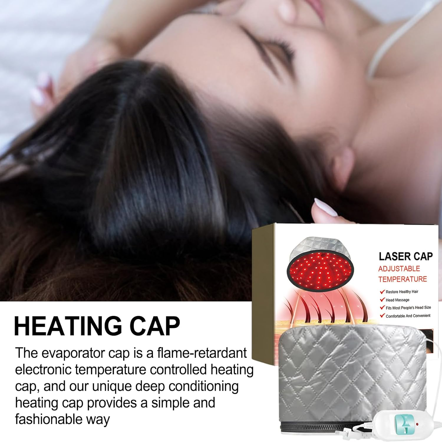 Heat Cap for Conditional, Electric Hair Care Cap with 2 Temperature Control Modes, Electric Thermal Cap for Hair Steamer Cap for Natural Hair image number 4