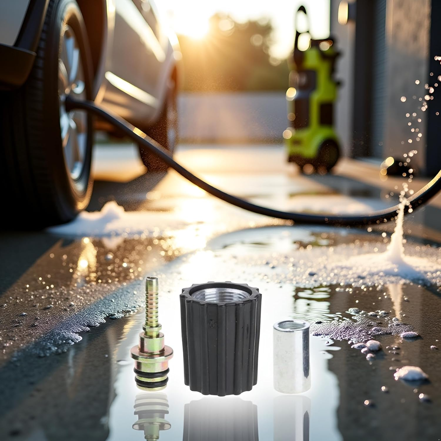 High Pressure Washer Hose Insert Fittings Car Washer Water Cleaning Hose Pipe Fitting Twistconnector Quick Fixing Pressure Washer Parts and Accessories a Set image number 3