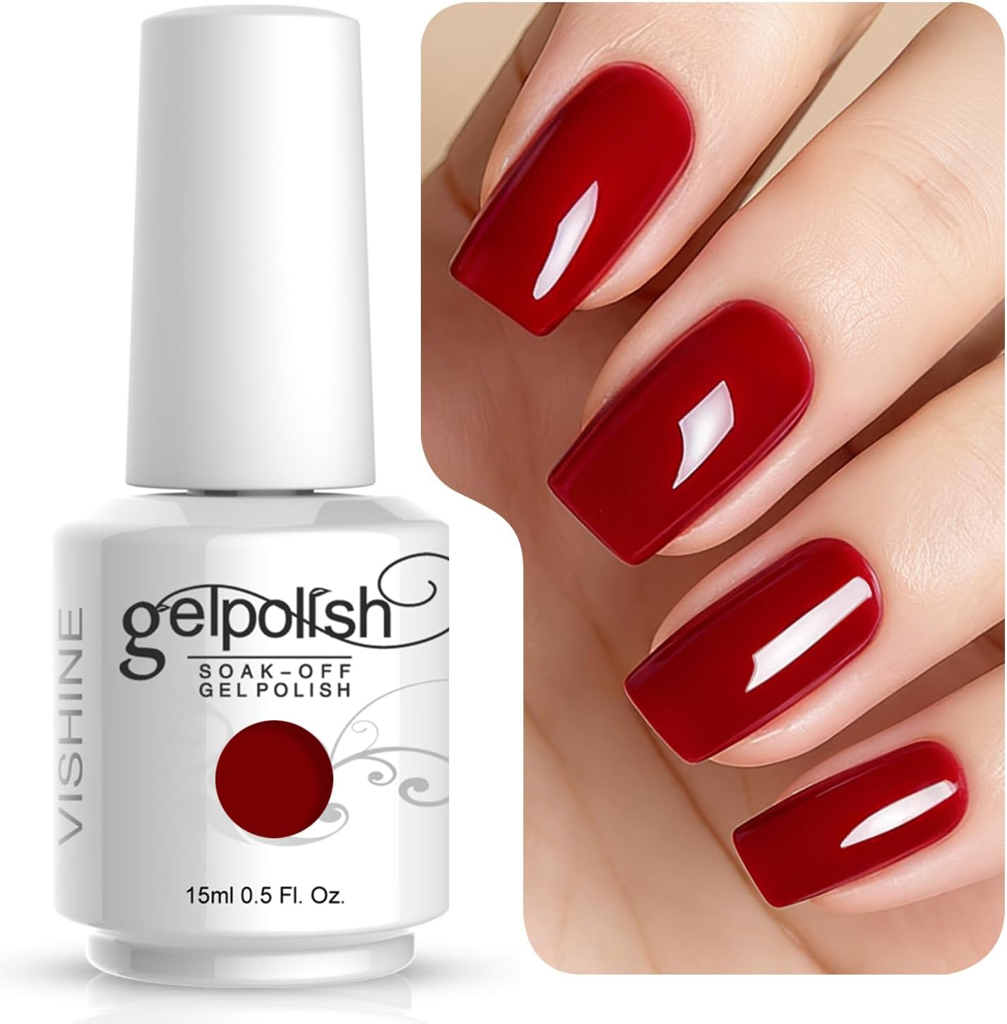 Vishine Gelpolish Professional Manicure Salon UV LED Soak off Gel Nail Polish Varnish Color Blood Red(1337)