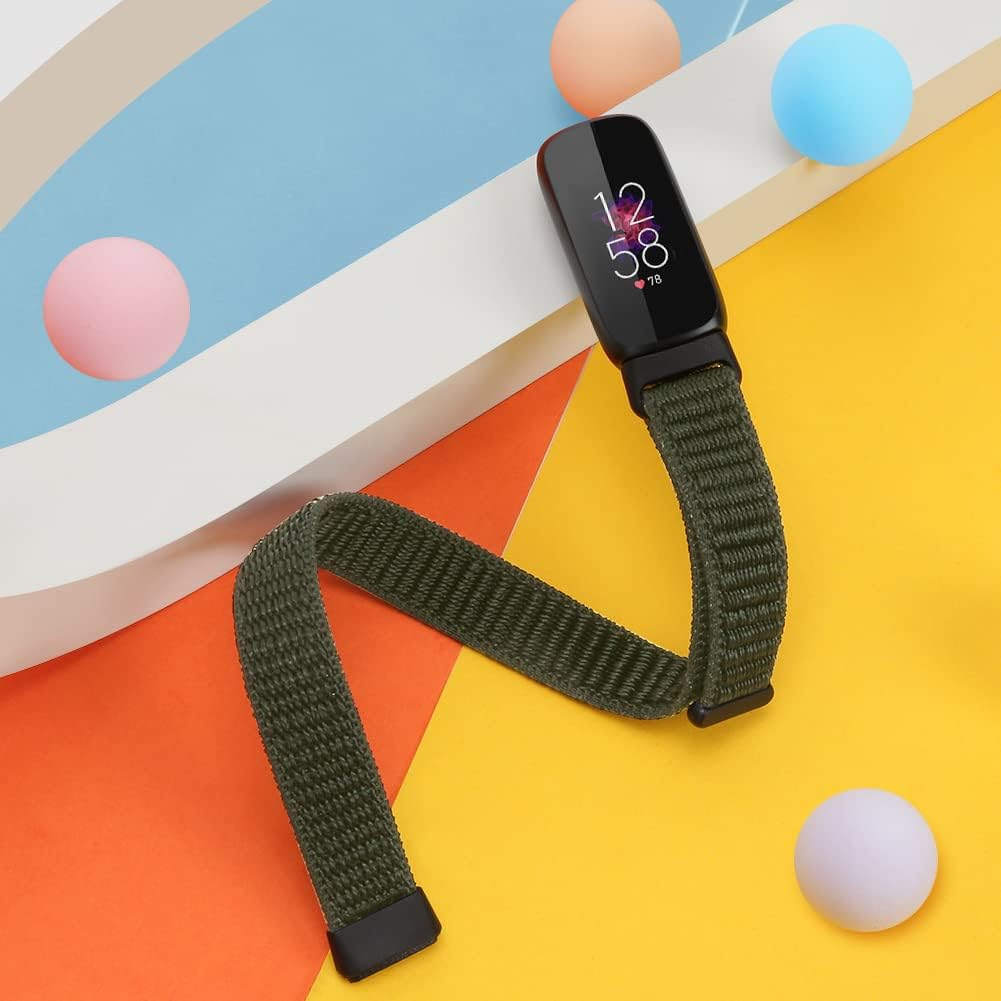 Nylon Bands Compatible with Fitbit Luxe Band for Women,Soft Sport Loop Adjustable Wristband Replacement Strap for Fitbit Luxe/Fitbit Luxe Special Edition for Women Men - Black+Newmidnightblue+Pinksand image number 2