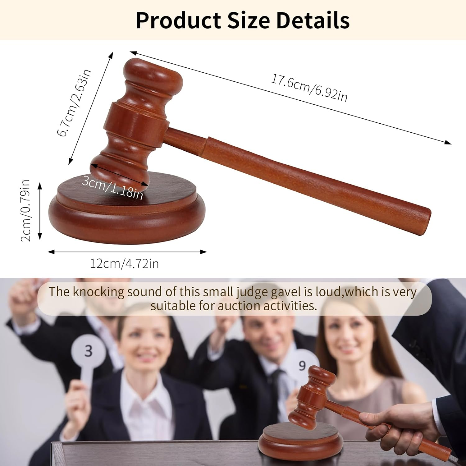Wooden Judge Hammer & Sound Resonance Block Set, Gavel Auction Hammer, Judge Hammer, Gavel Lawyer Gift Hammer, Attorney Auction Sale Hammer for Auction Selling by Judges Associates Sale Meetings (1)