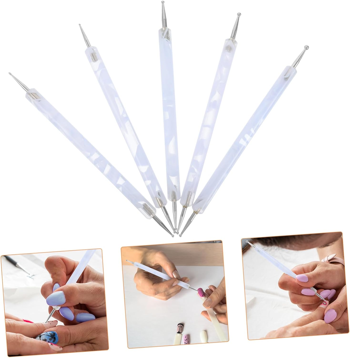 ELAYARD 5Pcs Nail Art Set Dotting Pens Tools Dot Paint Pens for Manicure for Nail Art Stamper Kit image number 4