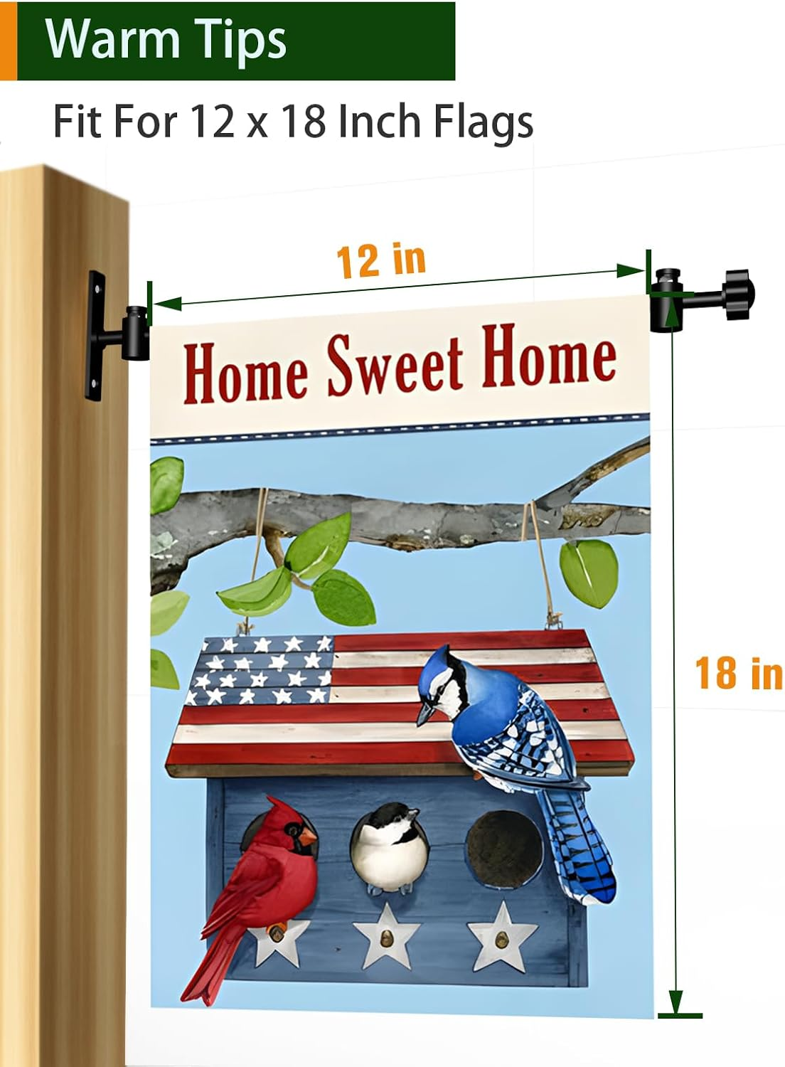 Balie Space Wall Garden Yard Flag Stand Pole for 12 X 18 Sign Decoration, Heavy-Duty Metal Solid Wall Bracket Mounted Mailbox Banner Holder Scroll Hanger for Holiday D&eacute;cor, Black, 2Pack image number 5