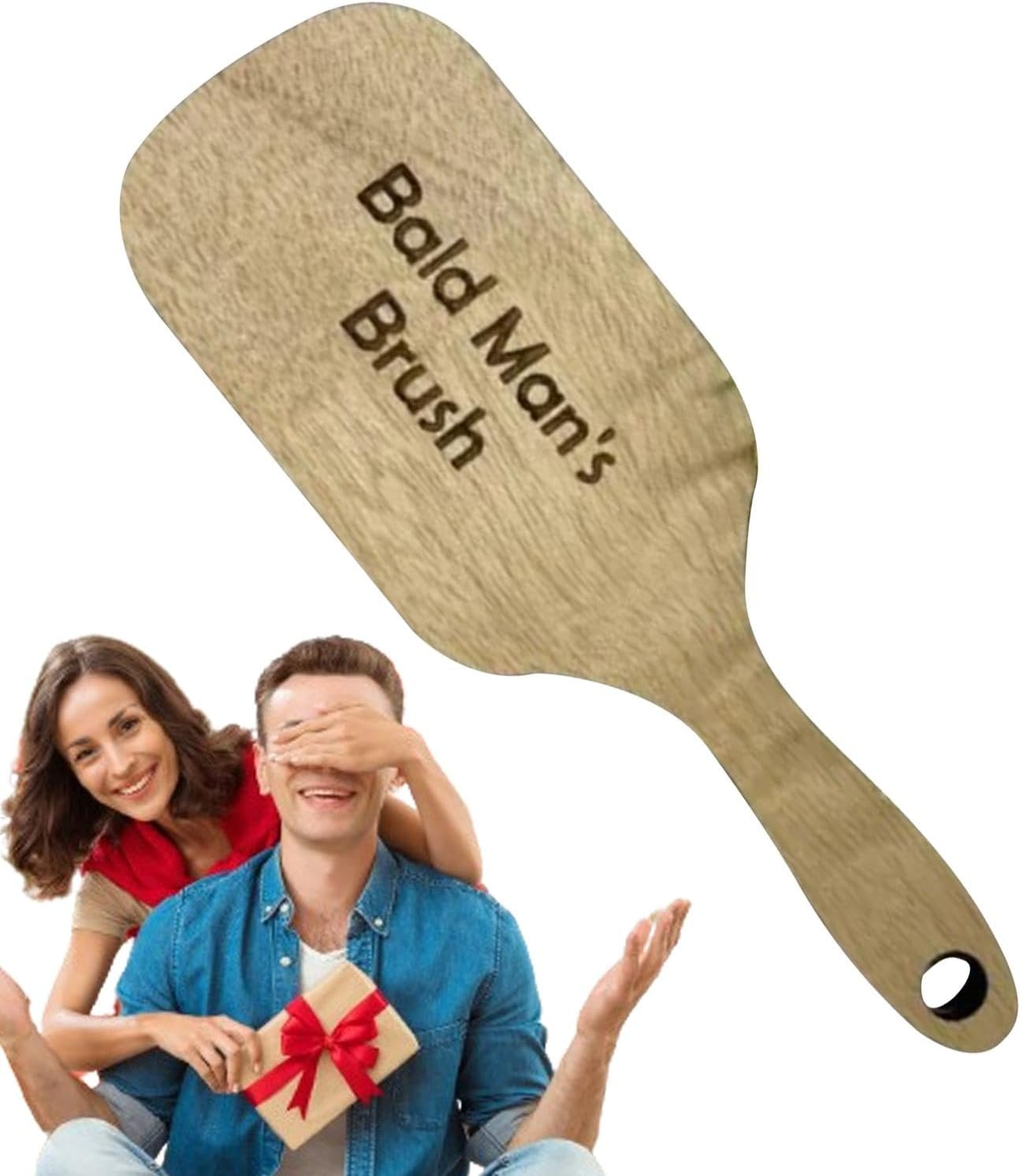 Gag Comb for Bald Man | Funny Wooden Hairless Combing Brush and Toothless Comb Set | for Friends with Thinning Hair image number 6