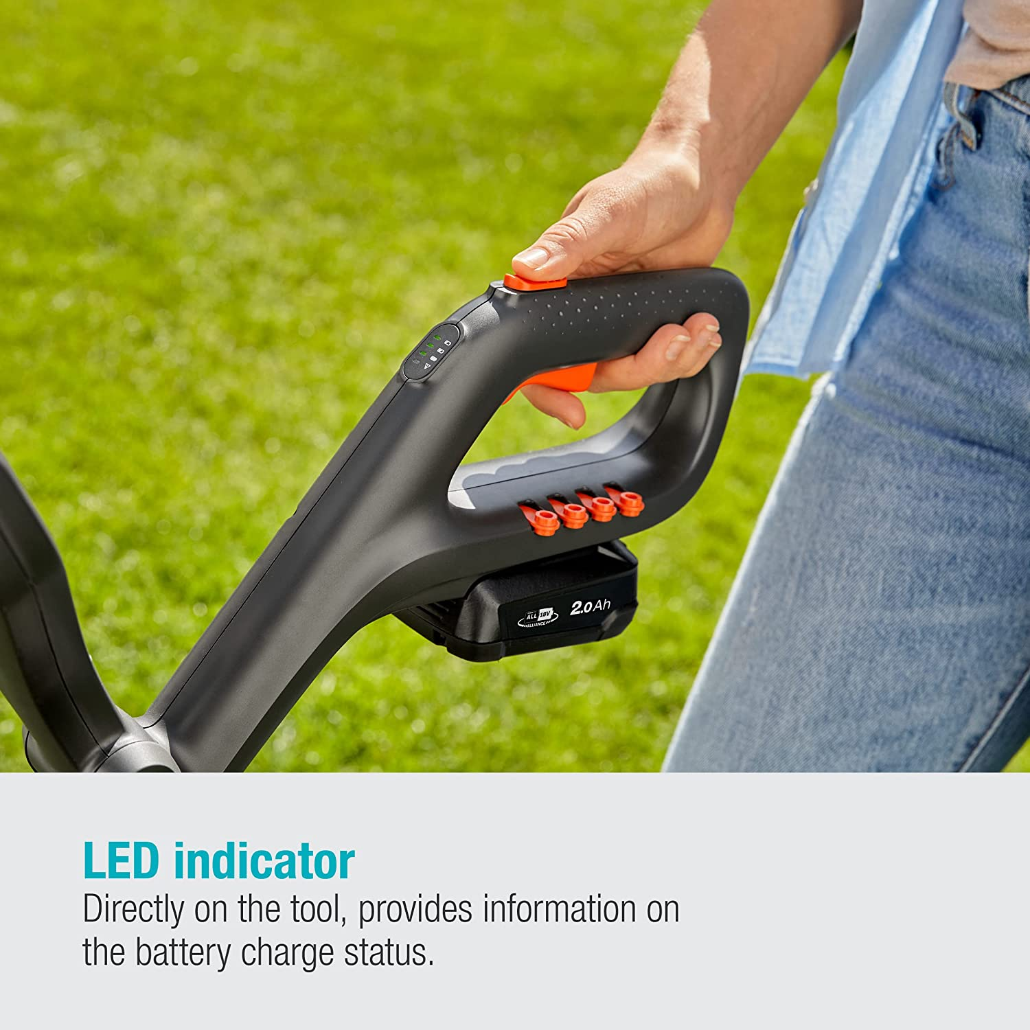 Gardena Battery Trimmer Easycut 23/18V P4A - 2.5Ah Battery and Charger Included, Silver/Black/Turquoise/Orange (14700-52) image number 3