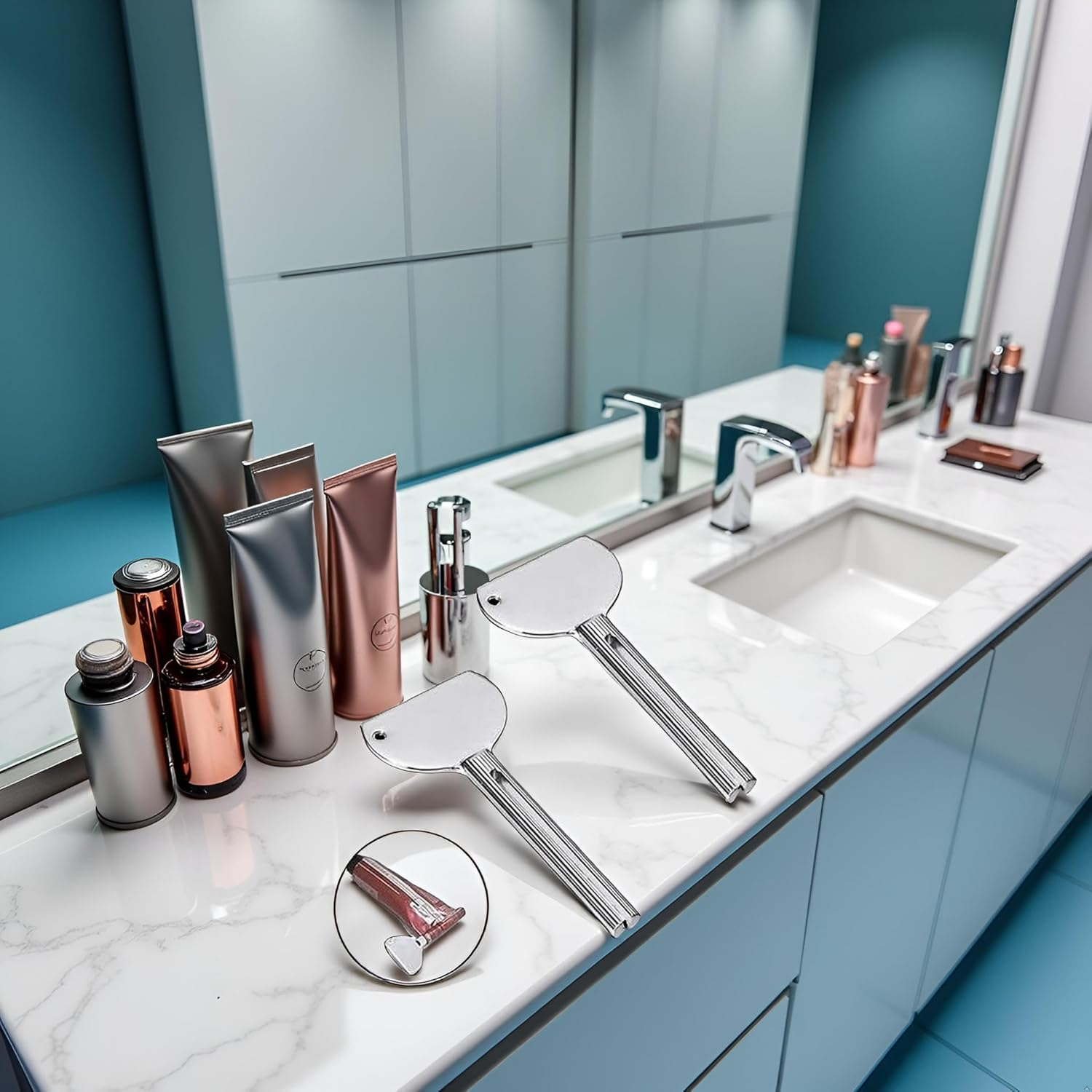 2Pcs Stainless Steel Tube Squeezer Keys - Metal Toothpaste Roller with Ergonomic Grip | Salon-Grade Durable Squeezing Tool for Toothpaste, Cream Tubes and Home Use image number 5