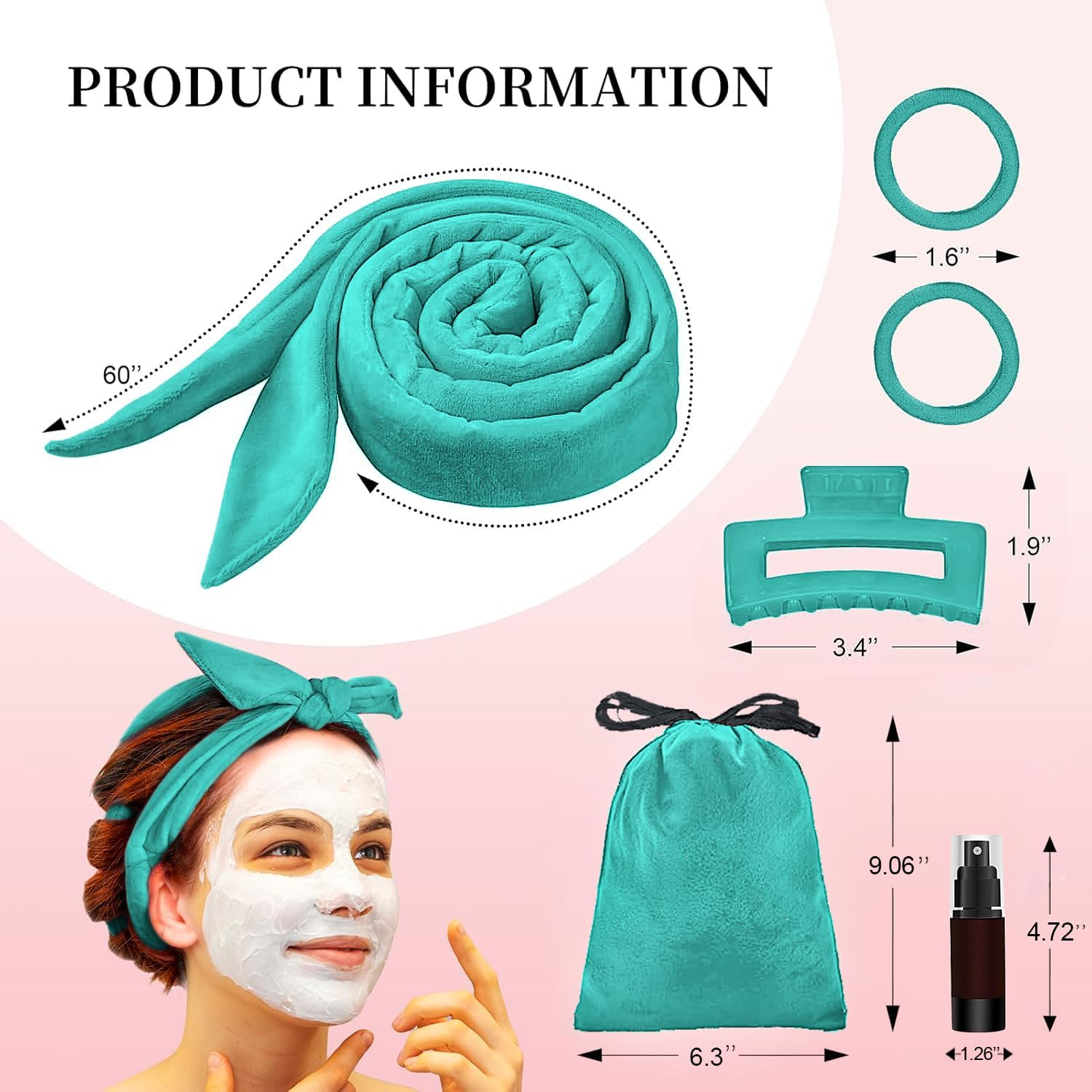 Heatless Curling Rod Headband, Upgraded 60" Extra Long Heatless Curls Headband Soft Hair Curlers to Sleep in Hair Rollers No Heat Curls (Green)