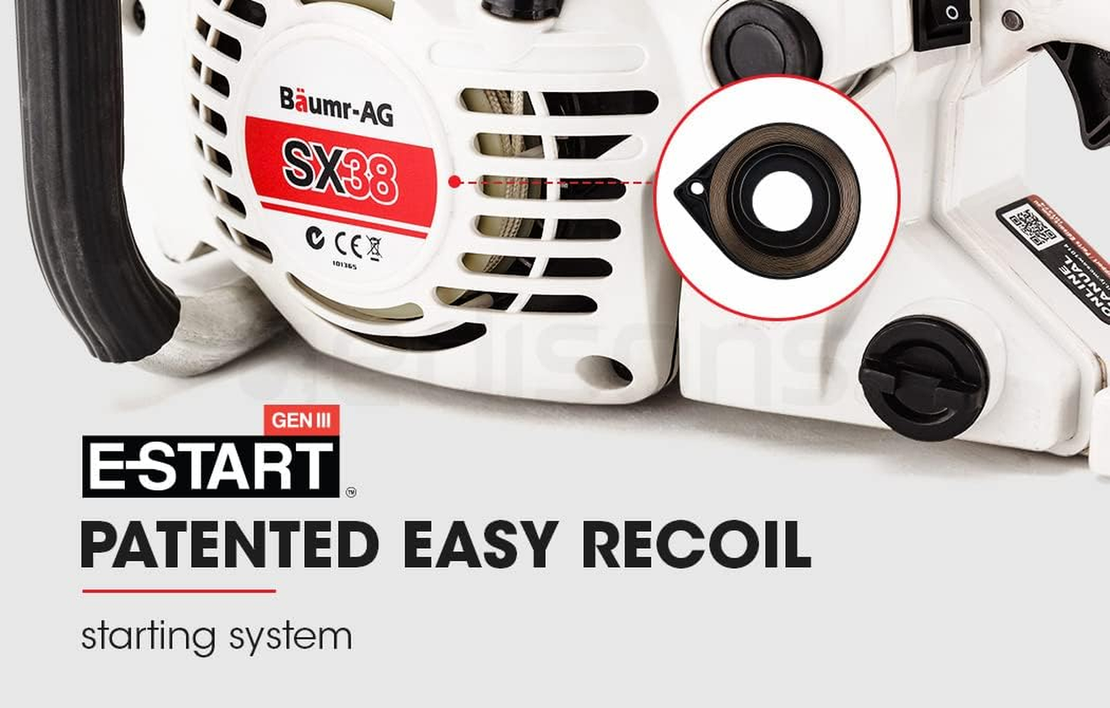 Baumr-Ag 38CC Petrol Chainsaw Commercial 16 Inch Bar E-Start 3.2HP Pruning Chain Saw, Pro-Series SX38 image number 2