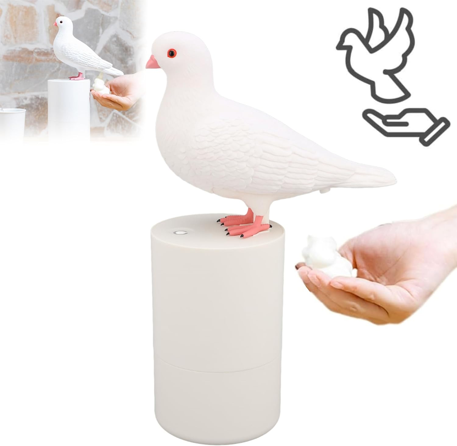 Bewinner Blue Bird Automatic Touchless Induction Refillable Soap Dispenser for Kitchen Bathroom Hall (White) image number 4