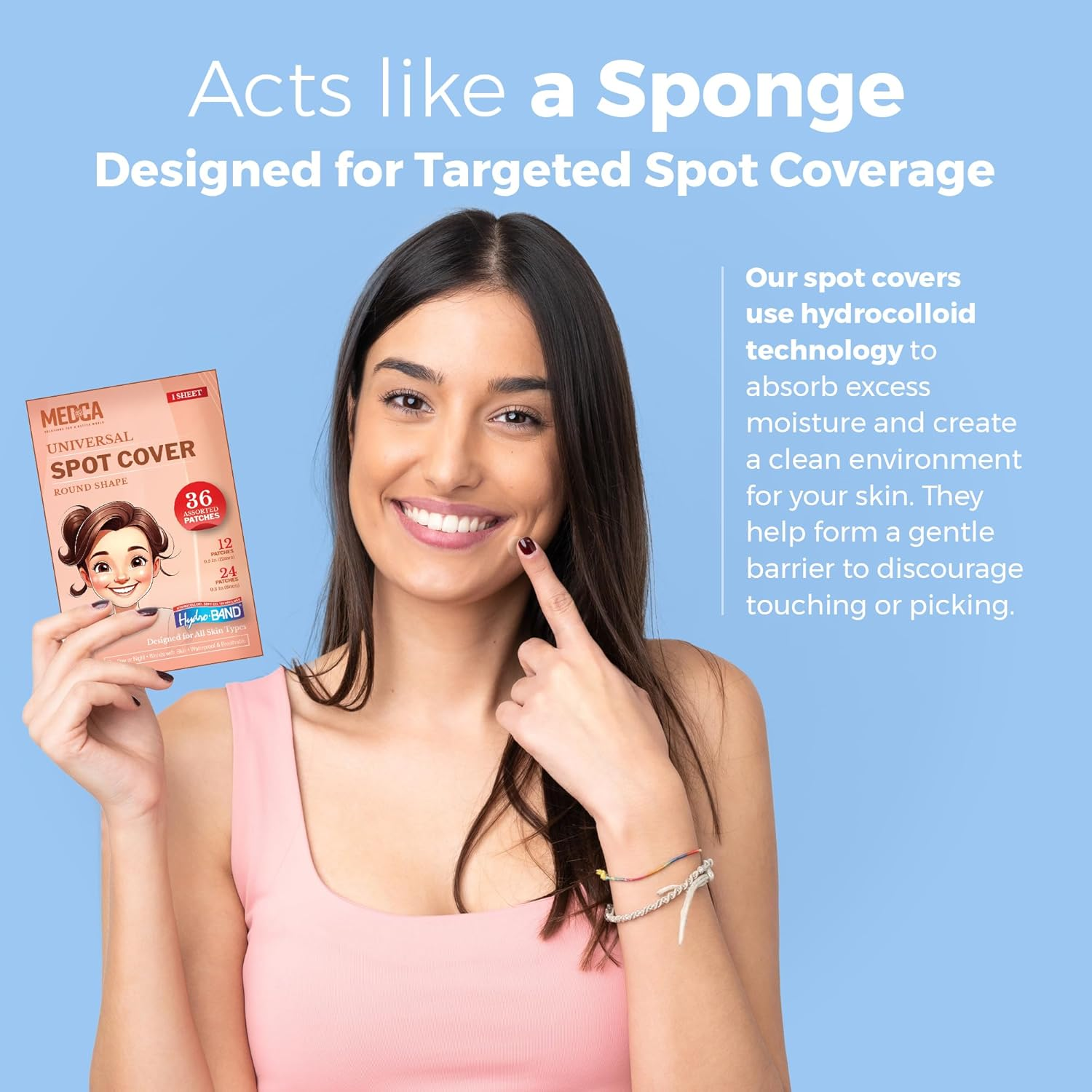 Invisible Spot Cover &ndash; Absorbing Cover, Hydrocolloid Covers, Facial Stickers &ndash; Clear Adhesive Patches in 2 Sizes (36 Count) image number 2