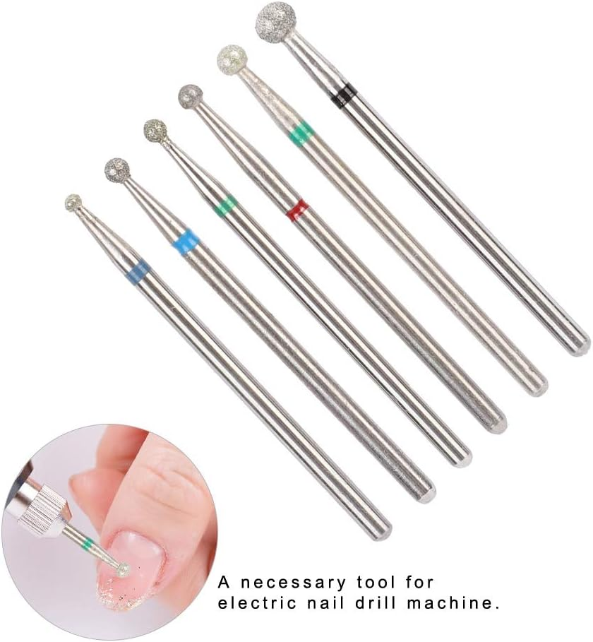 Nail Drill Bit Set, 6Pcs Stainless Steel Nail Drill Heads Manicure Accessories Nail Art File Bits Tools(#3)