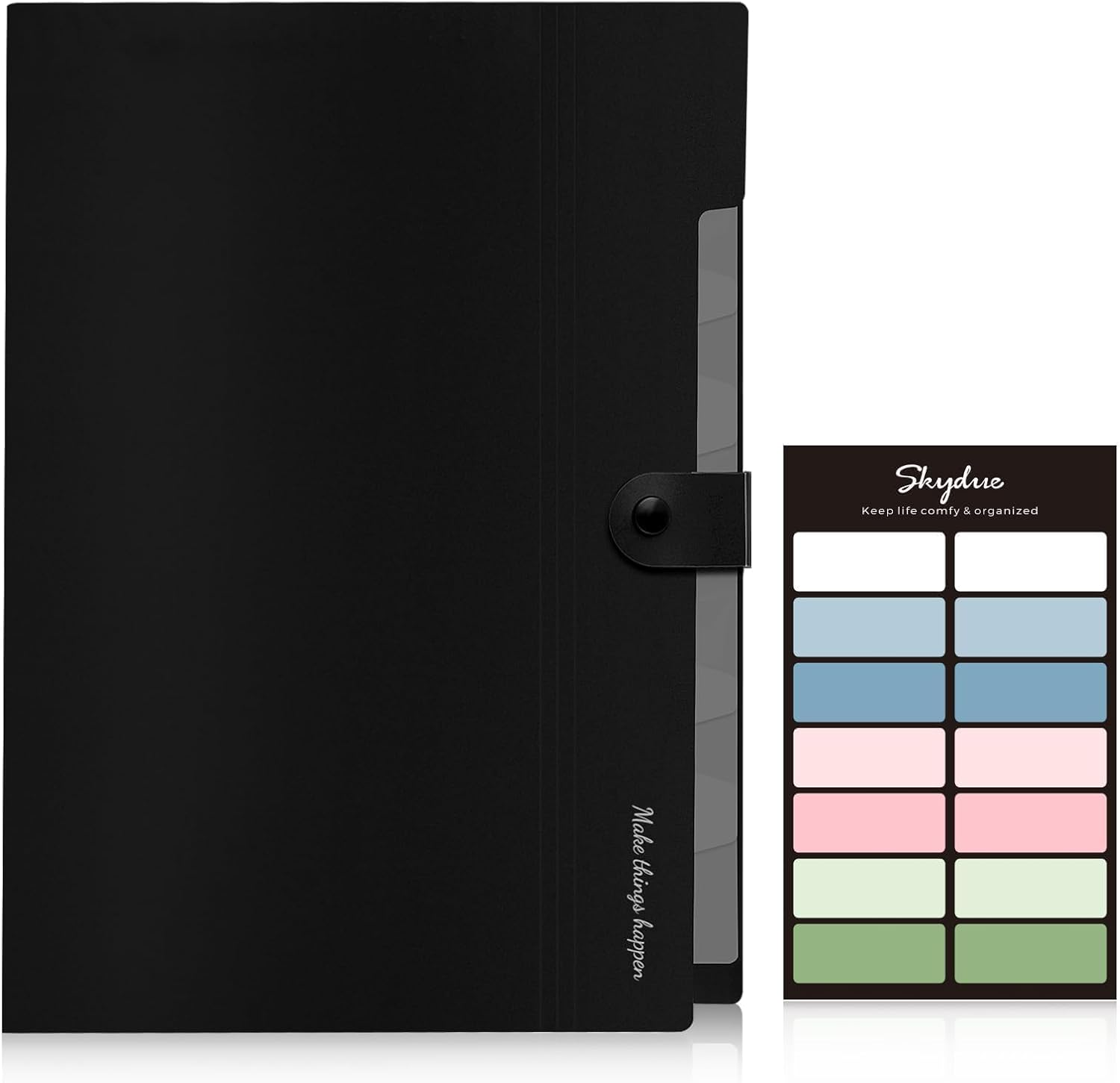 SKYDUE 8 Pockets Expanding File Folders, Accordion Folders, Portable Paper Bill Receipt Organizer, Letter Size, Home College School Office Supplies, Black image number 2