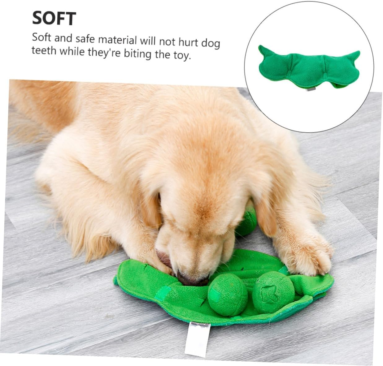 Toddmomy Snuffle Toys for Dogs: Pea Sniffing Pet Puppy Puppies Dog Chewers Squeaky Chewing Pea Shape Polar Fleece Green image number 4