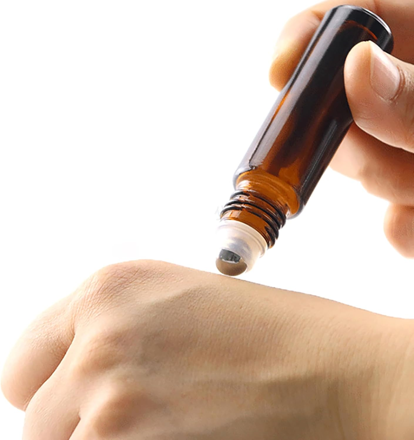 2PCS 10Ml Amber Rollerball Bottles Vials Rolling Ball Applicator Perfume Roll on Containers Glass Roller Bottle for Essential Oils image number 3