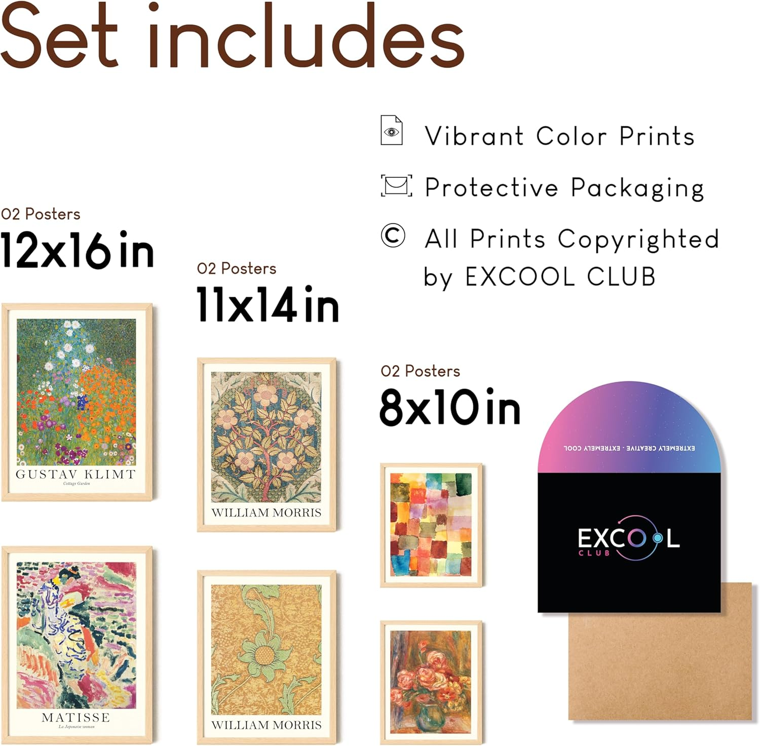 EXCOOL CLUB Colorful Eclectic Home Decor - 12X16 Vintage Eclectic Wall Decor, Gallery Wall Prints, Trendy Famous Artist Matisse Posters, Maximalist Decor Funky Bedroom Aesthetic Pictures (UNFRAMED)