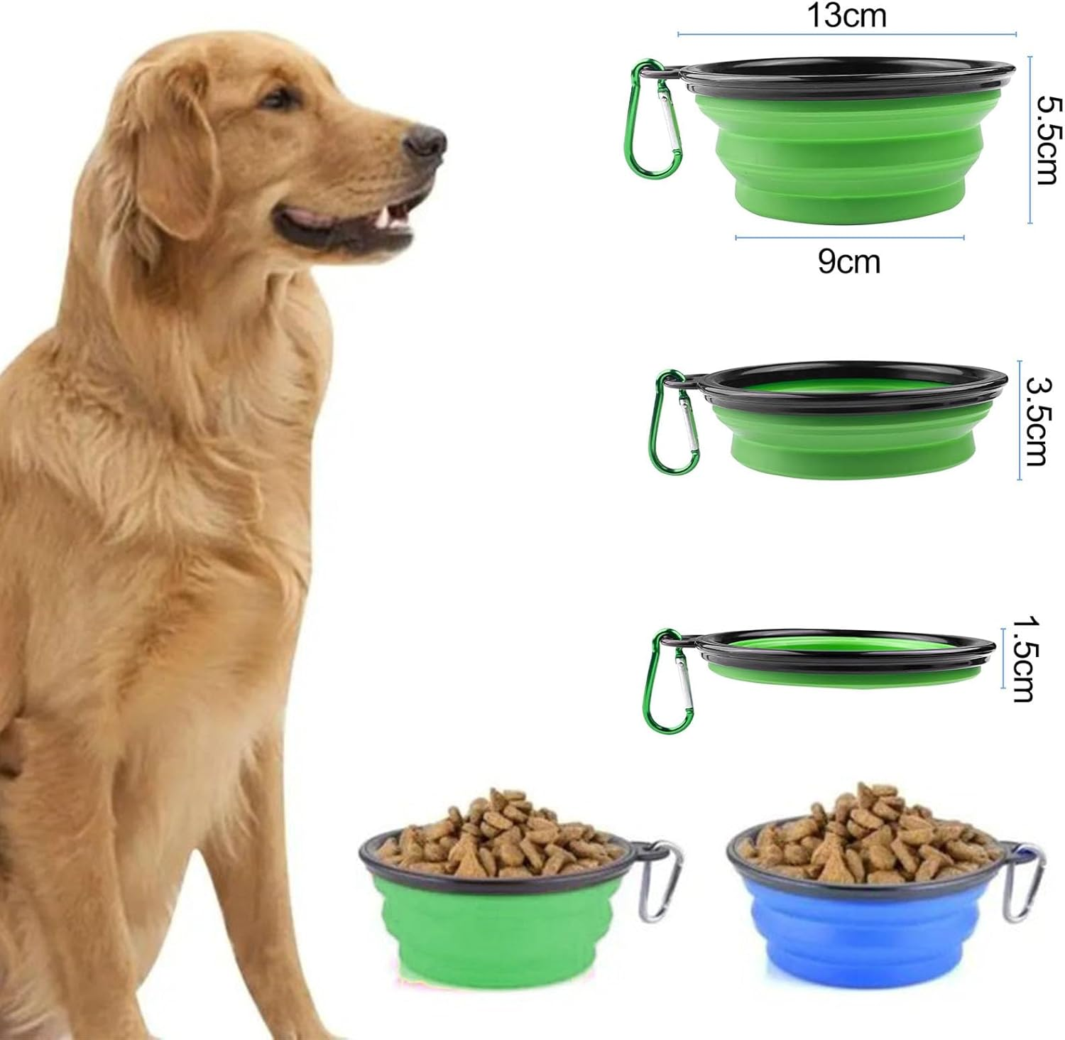 Foldable Dog Bowl, 2 Piece Dog Bowl with Lid, Foldable Dog Bowl for on the Go, 350 Ml Foldable Dog Bowls, Foldable Travel Bowls, Portable Silicone Feeding Bowl, Dog Bowl image number 4