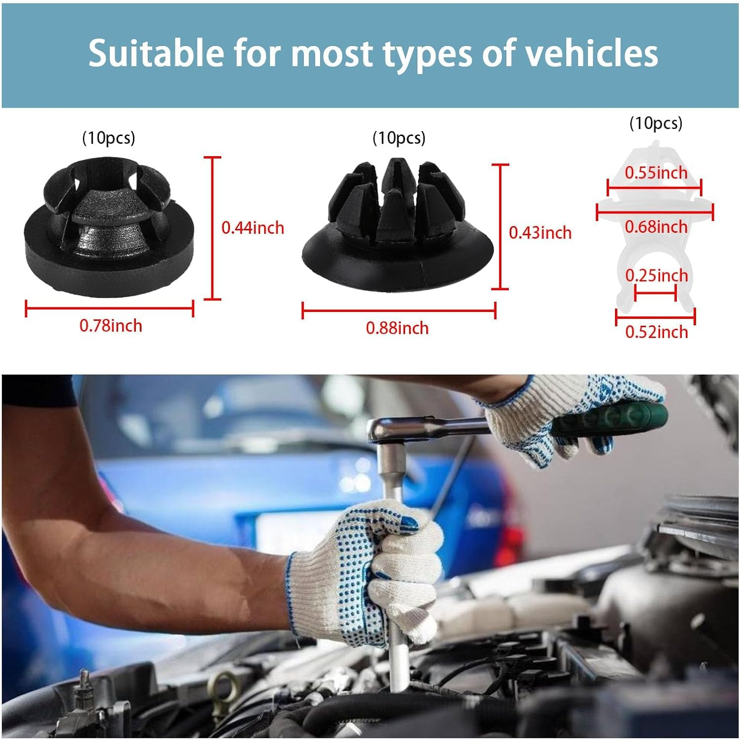 30 PCS Car Hood Prop Rod Holder Clips, Auto Engine Hood Support Rod, Vehicle Hood Grommet Clips for Most Cars, Bracket Decorative Clip Compatible with 91503-SS0-003 image number 2