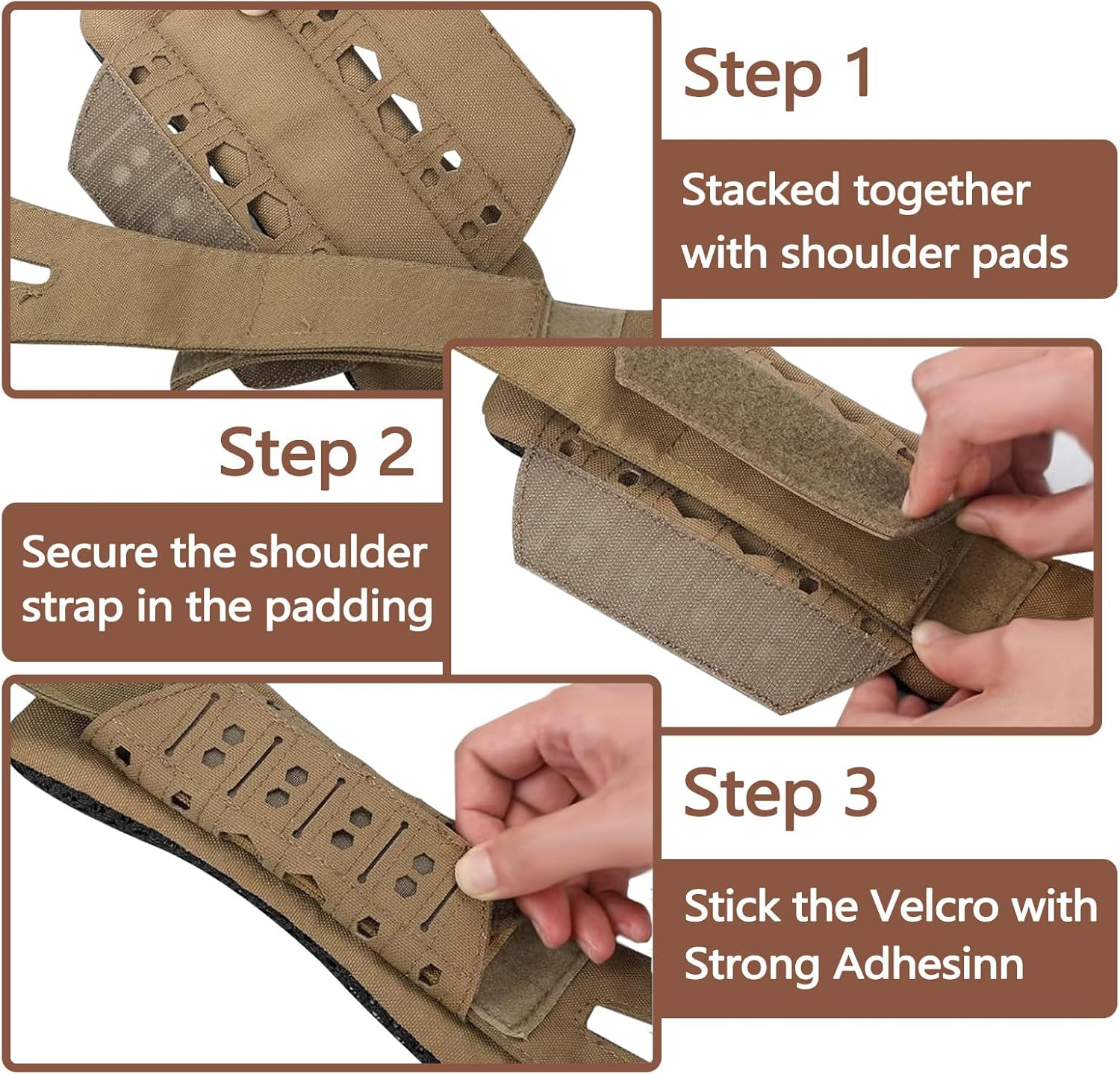 Sekonow 2 Pack Shoulder Strap Pad for Tactical Vest, Breathable Backpack Strap Pads Bag Strap Soft Mesh Cushion Pads for Plate Carrier, Chest Rig, Sling Bag, Duffle Bag image number 6