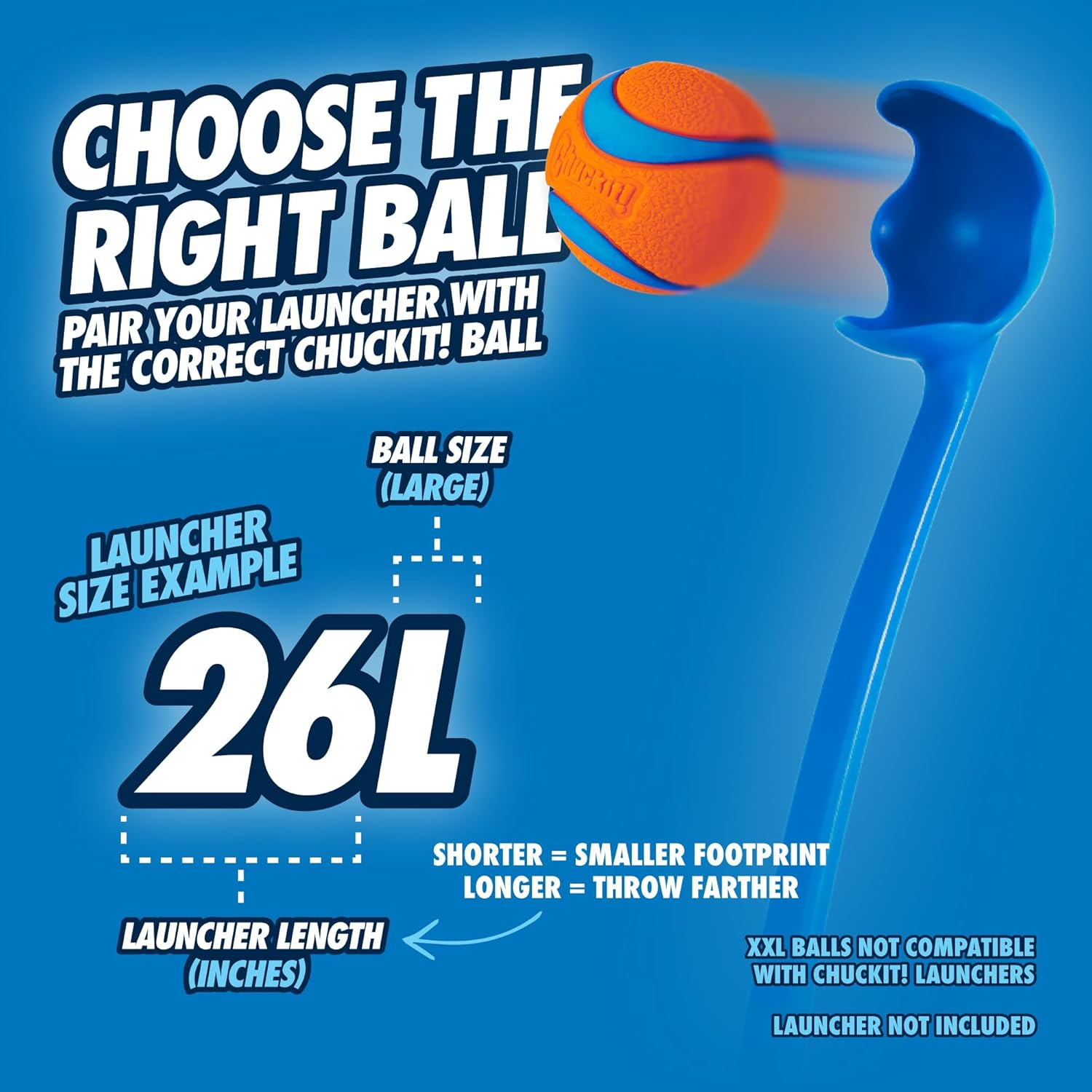 Chuckit! Sport 26L Dog Ball Launcher, 26" Length, Includes Large Ball (3") for Dogs 60-100 Pounds - 1 Count (Pack Of 1), 64Cm image number 7