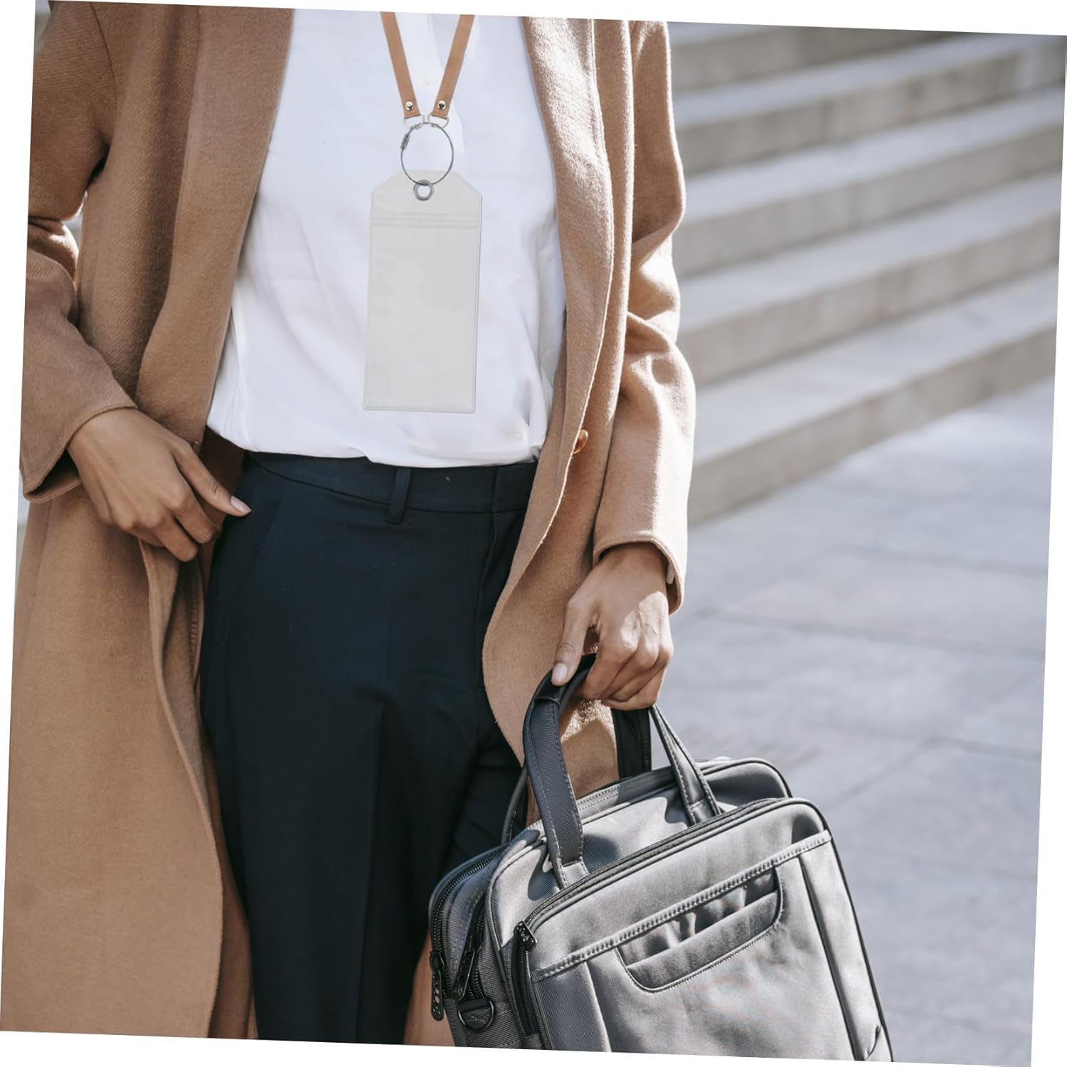 Angoily 5Pcs Clear PVC Luggage Tags Id Card Holders with Steel Rings for Travel Suitcases Cruise Ships Sports Gear Pet Carriers Reusable Badge Sleeves for Office and Holidays image number 5