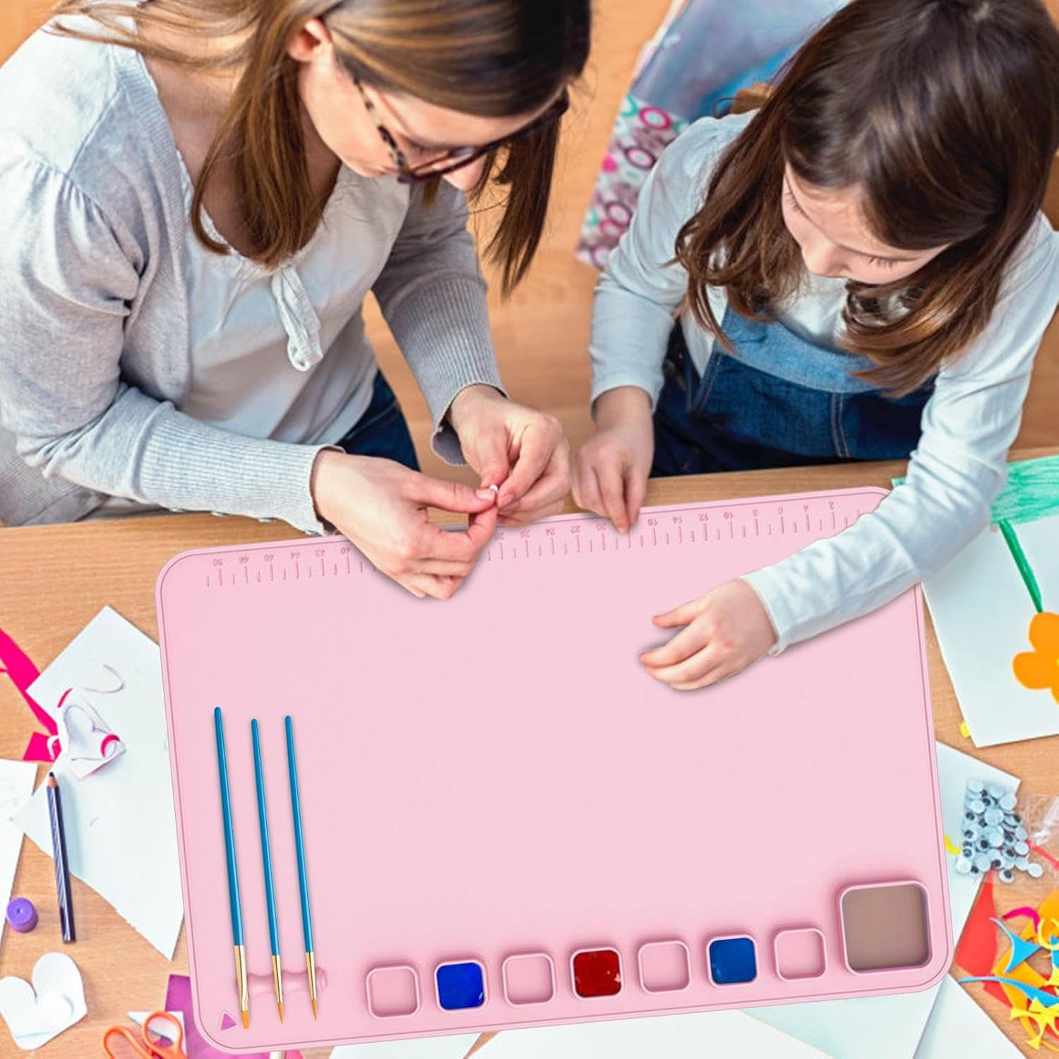 Silicone Mats for Crafts,23Inchx16Inch Heat Resistant Silicone Crafting Mat Nonstick Nonslip | No Fading Painting Supplies for Painting, Art, Clay, Resin Casting image number 1