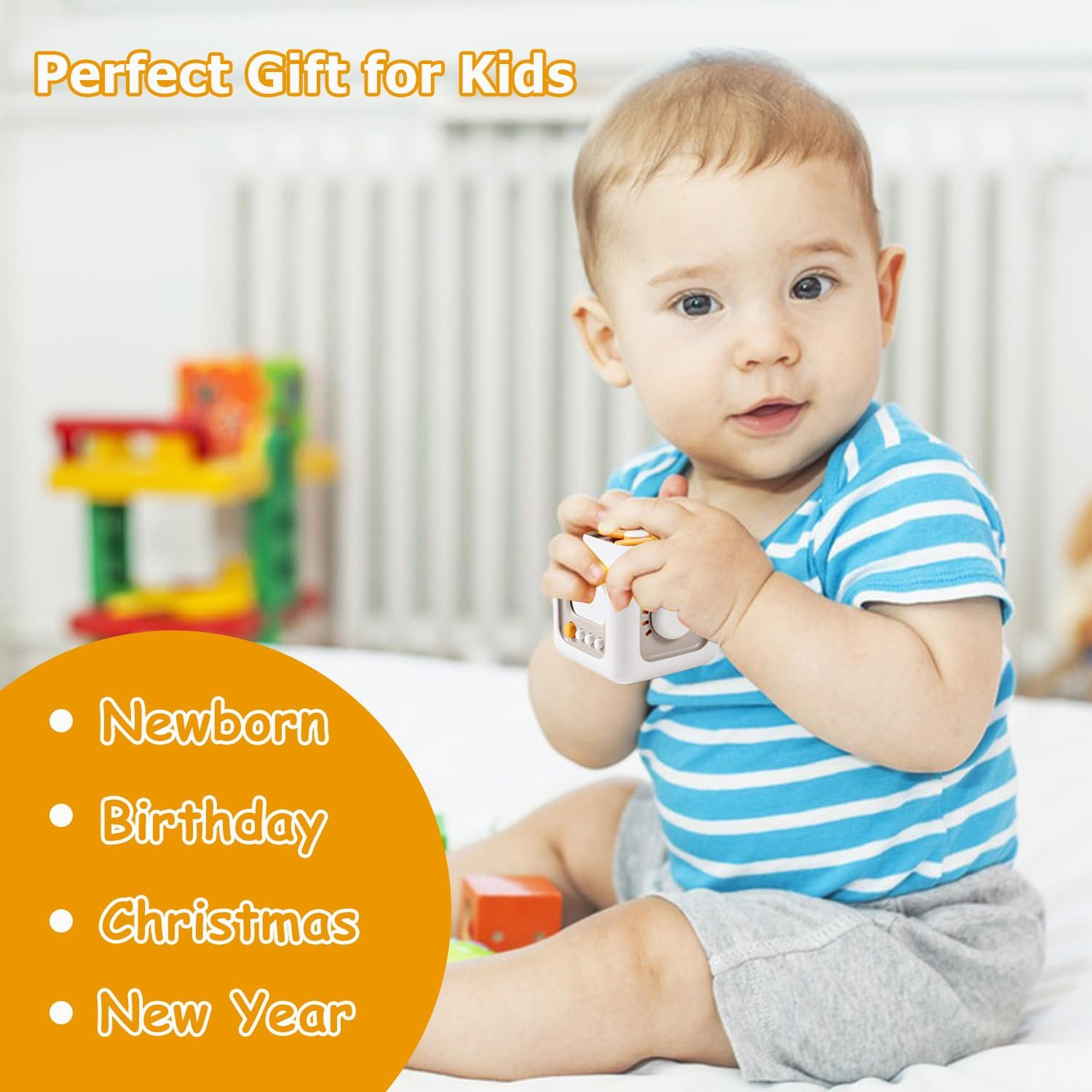 Baby Montessori Busy Cube Toy, Baby Sensory Learning Fine Motor Activity Board Toy for Kids, Airplane Travel Car Toys for Toddler Boys and Girls Gifts 1 Years+ image number 6