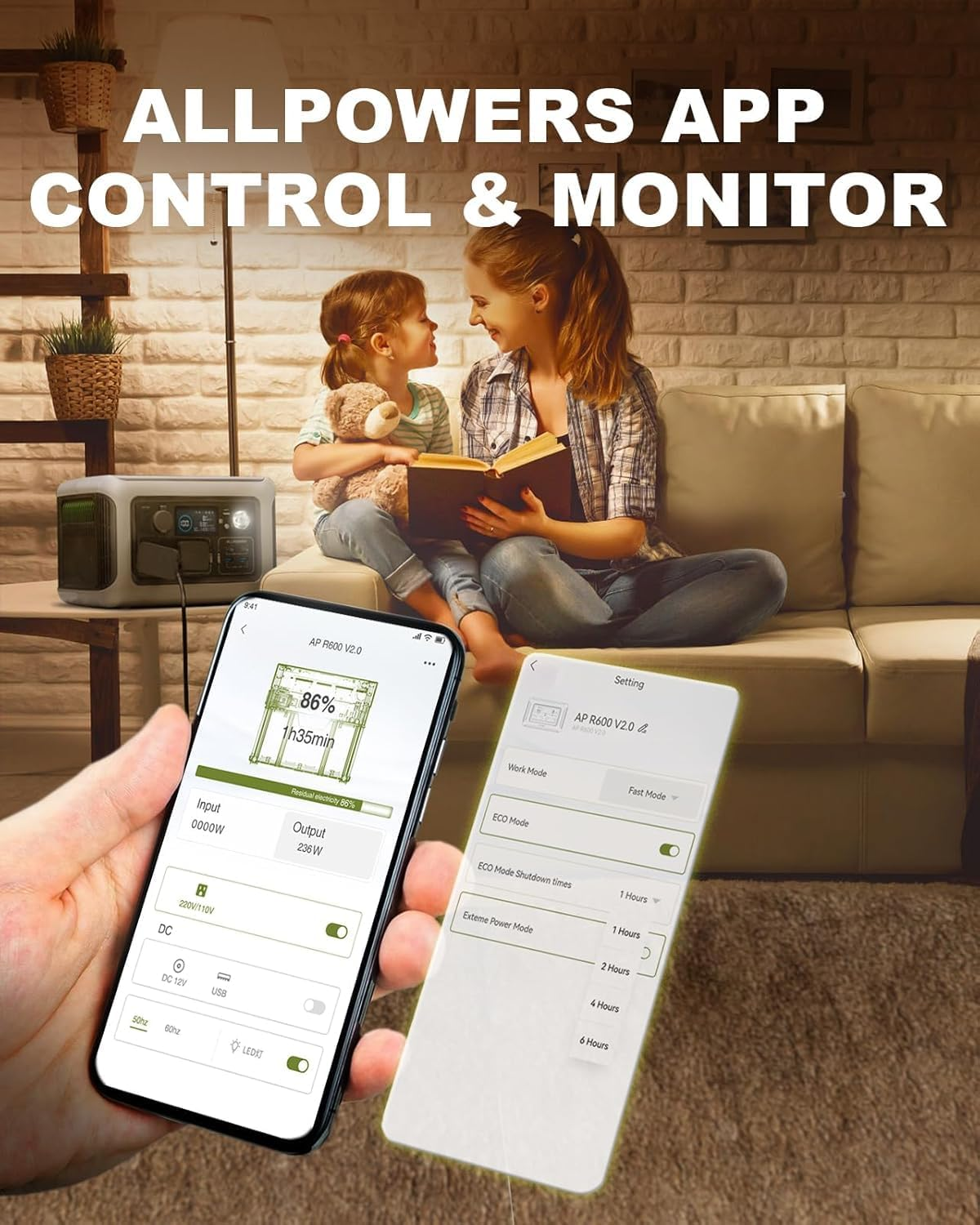 ALLPOWERS Portable Power Station R600 and 200W Solar Panel, 299Wh Solar Generator W/ 2 * 600W AC Outlets, 1 Hour Fast Charging, Lifepo4 UPS Power Supply Backup for Emergency Camping RV Home Use image number 5