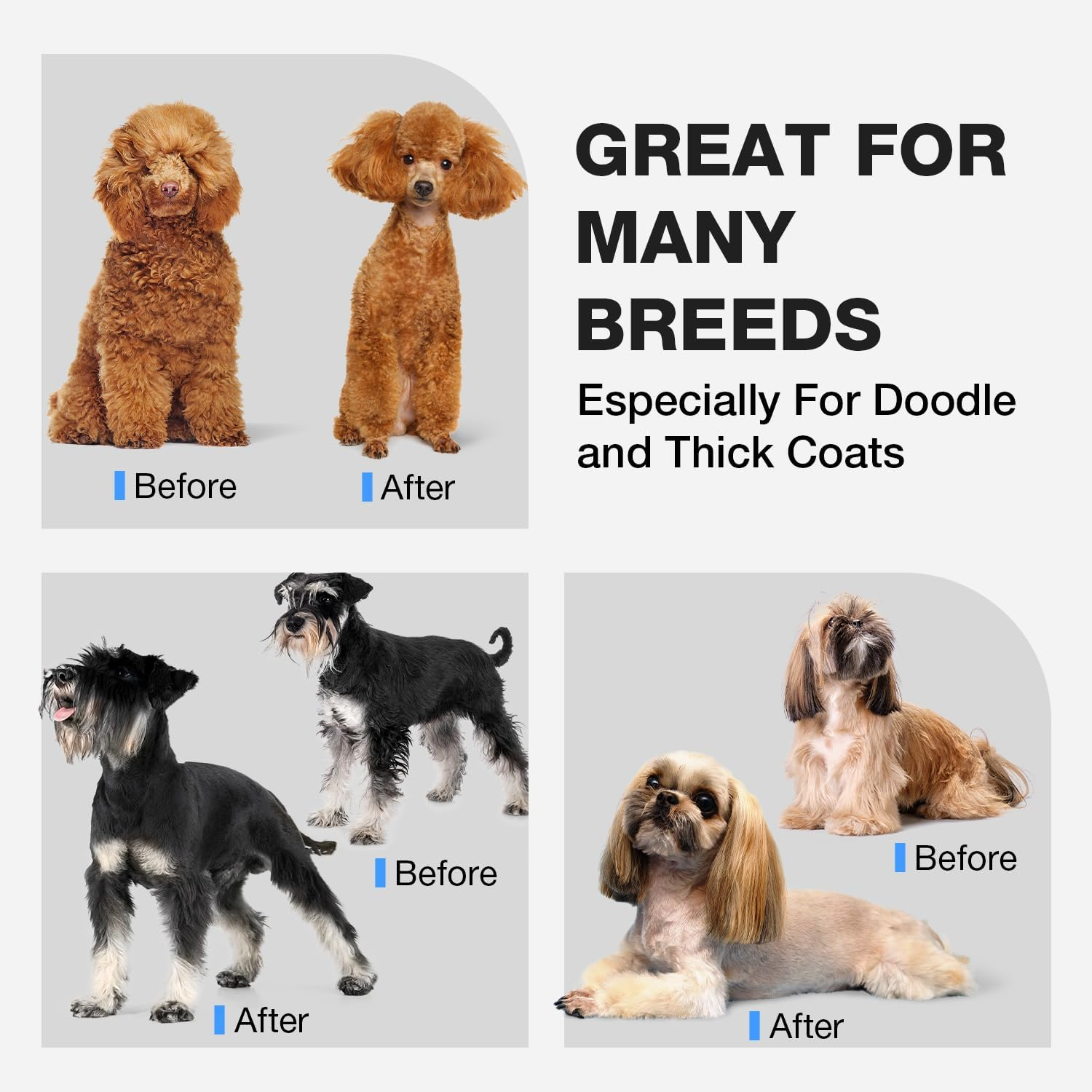 Fuzzyfix Dog Clippers for Grooming for Thick Heavy Coats, Professional Pet Grooming Clippers Supplies Kit Low Noise Rechargeable Stainless Steel Hair Trimmer with Ceramic Blade for Dogs Cats Animals