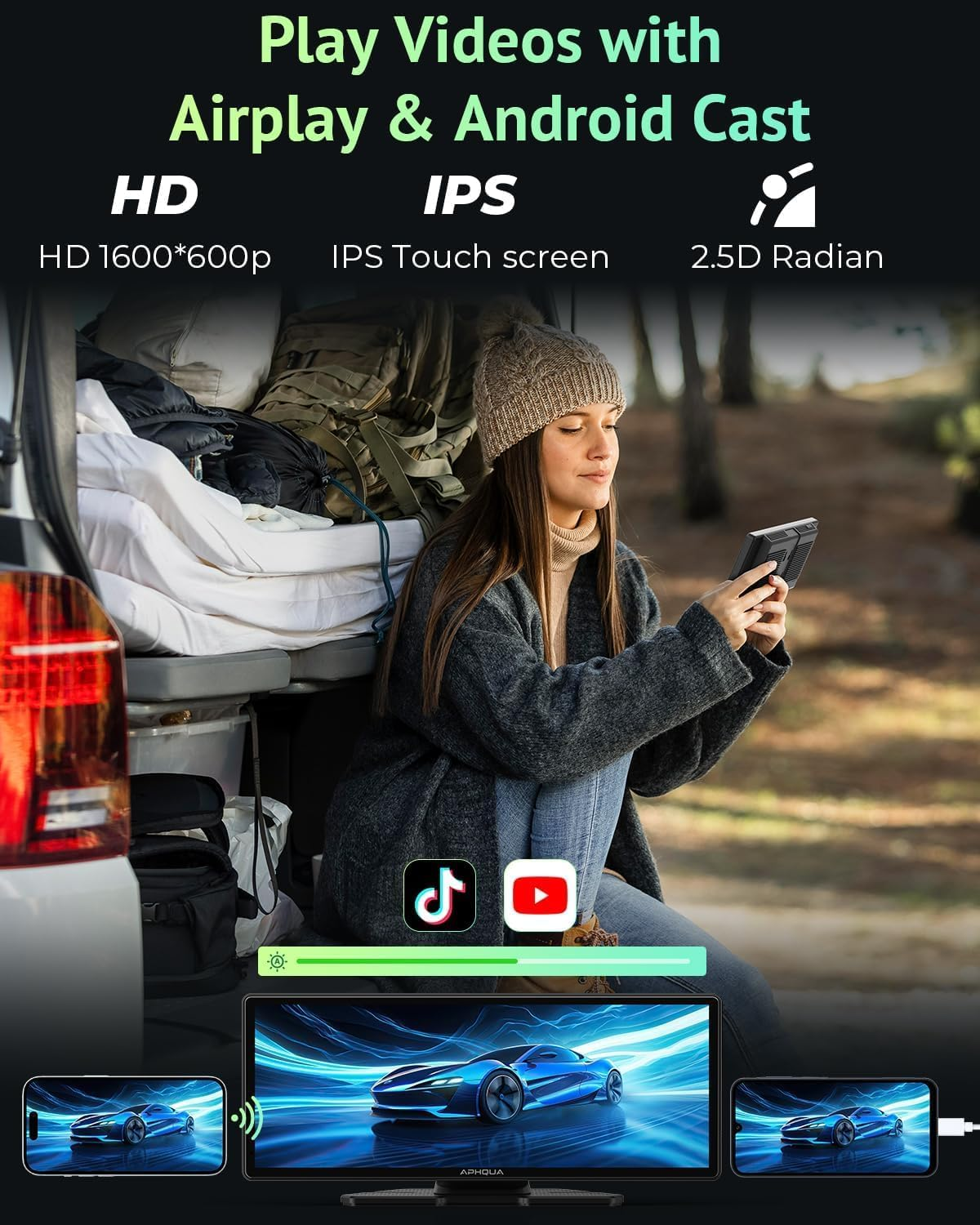 2025 9.26" Wireless Protable Carplay&Android Auto,Portable Carplay Box Screen GPS Navigation for Car, Carplay Screen for Car with Bluetooth, Airplay, AUX/FM, Siri for All Models image number 5