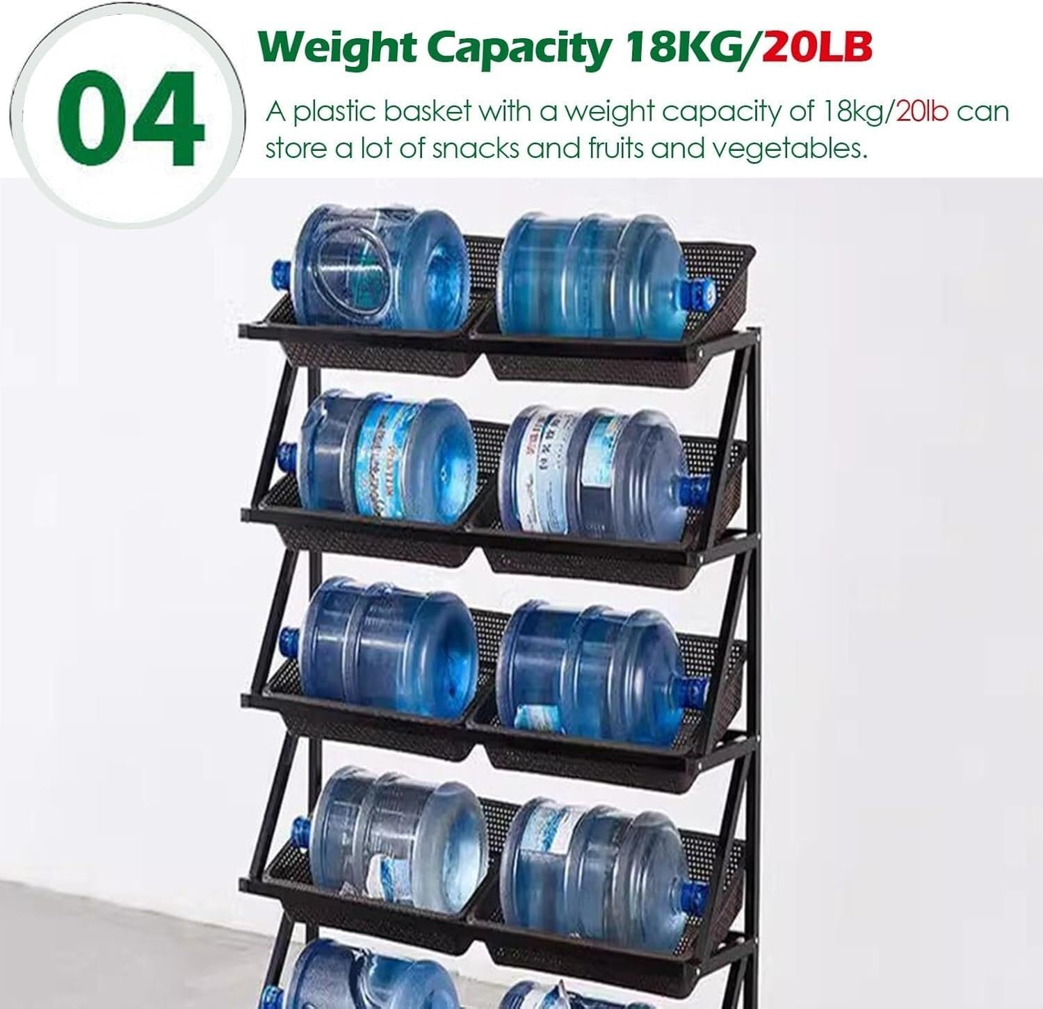 Snack Storage Rack Storage Baskets， Snack Organizer Basket Shelf(Green,120X35X140Cm/47.2X13.8X55.1In)