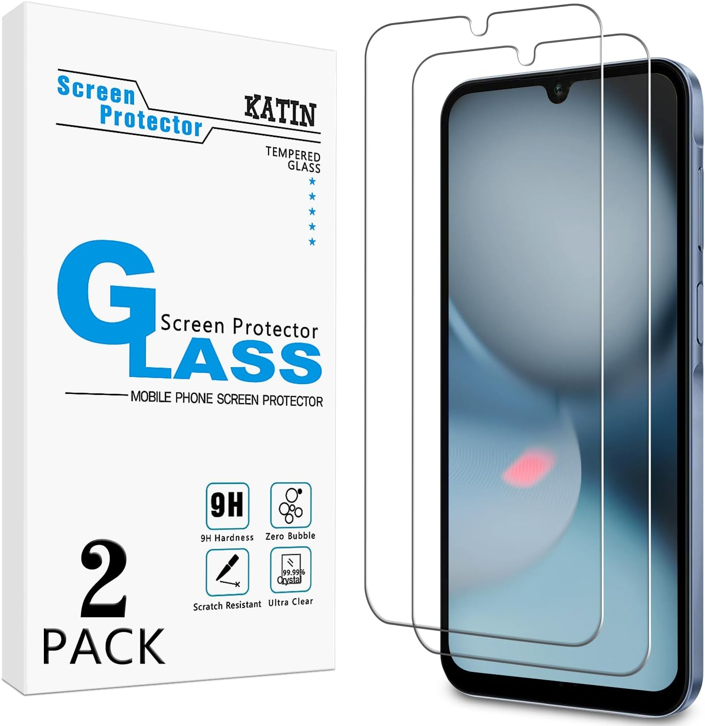 [2 Pack] KATIN Screen Protector for Samsung Galaxy A17 Tempered Glass, Easy Installation, anti Scratch, Bubble Free image number 5