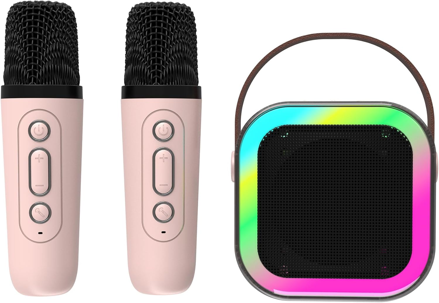 Laser Pink Karaoke Machine with 2 Wireless Microphones, LED Light Show, 4 Voice Effects, Bluetooth Speaker, MP3 Player, Rechargeable Battery &ndash; Great for Kids, Adults, Parties & Events image number 6