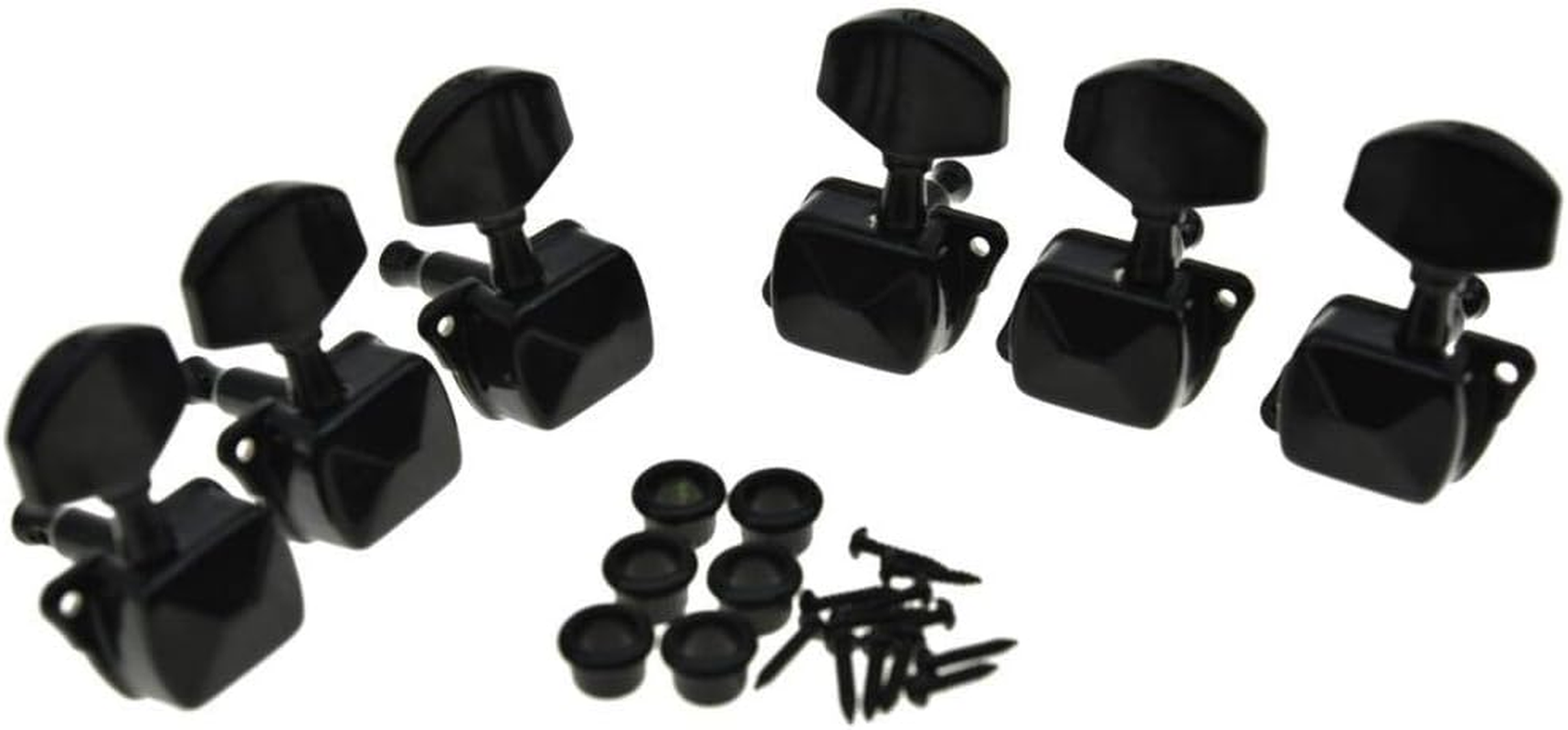 KAISH 3X3 Semi-Closed Guitar Tuning Keys Guitar Tuners Machine Heads for Acoustic or Electric Guitars Black - Chrome image number 7