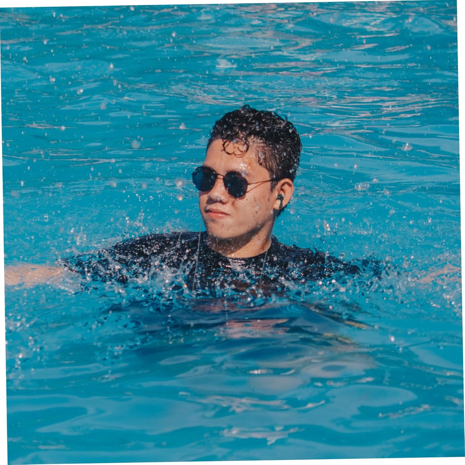 Waterproof Mp3 Earphones 2Pcs In-Ear 3.5Mm Ear Hook Swimming Earbuds Adult Underwater Ear Protector for Bathing and Diving, White and Black image number 4